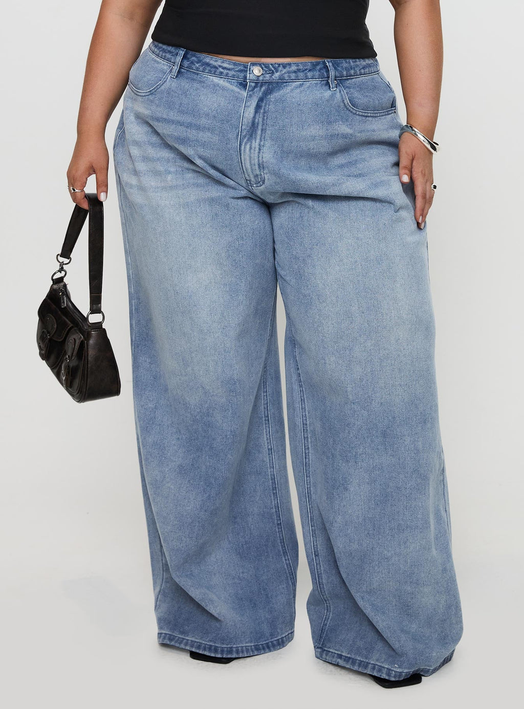 Naylor Mid Rise Wide Leg Jeans Light Wash Denim Curve
