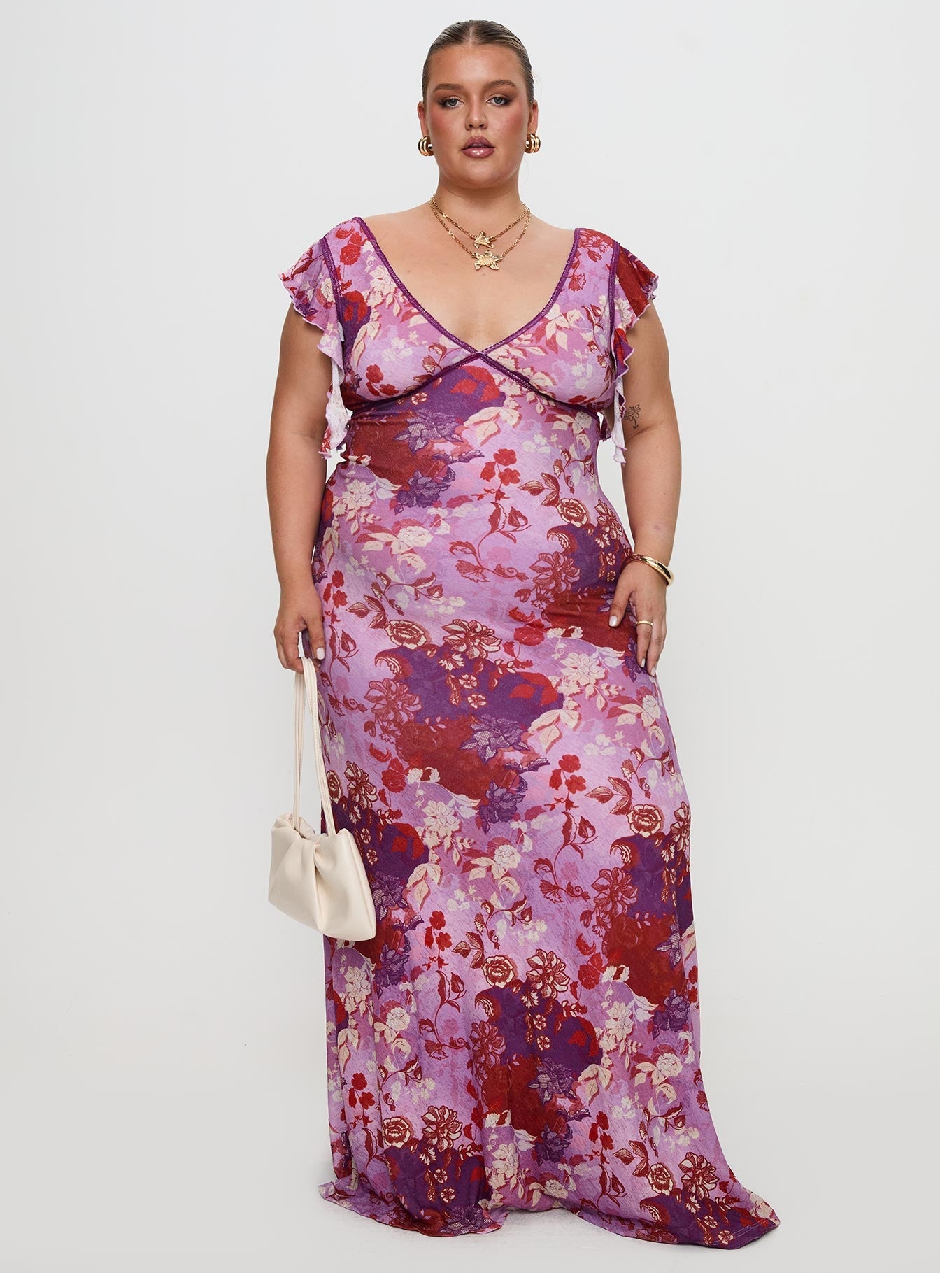Soleila Maxi Dress Purple Multi Curve