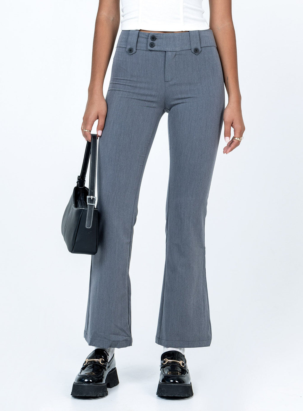 Yianna Low Waist Flare Pants Grey