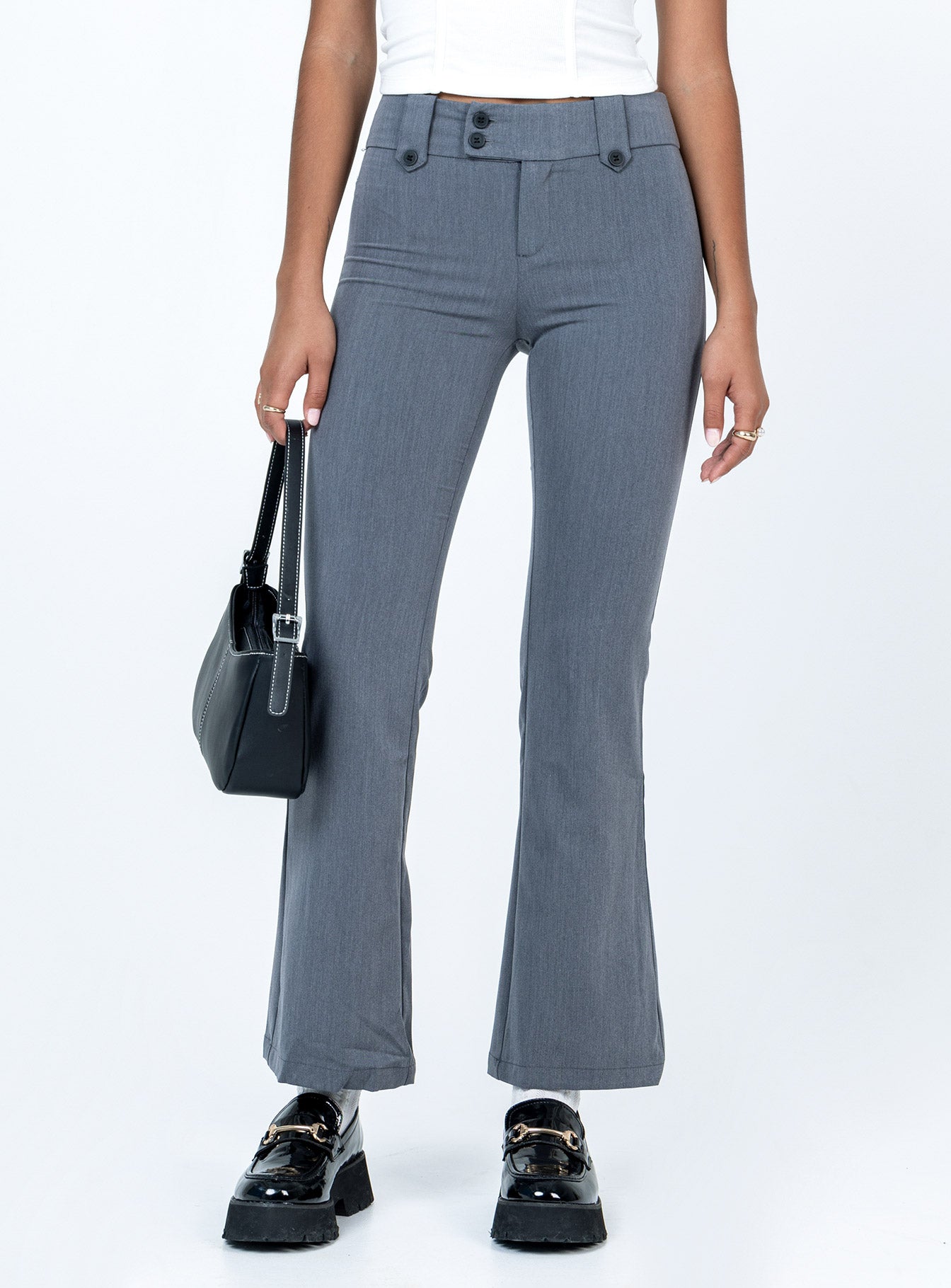 Yianna Low Waist Flare Pants Grey