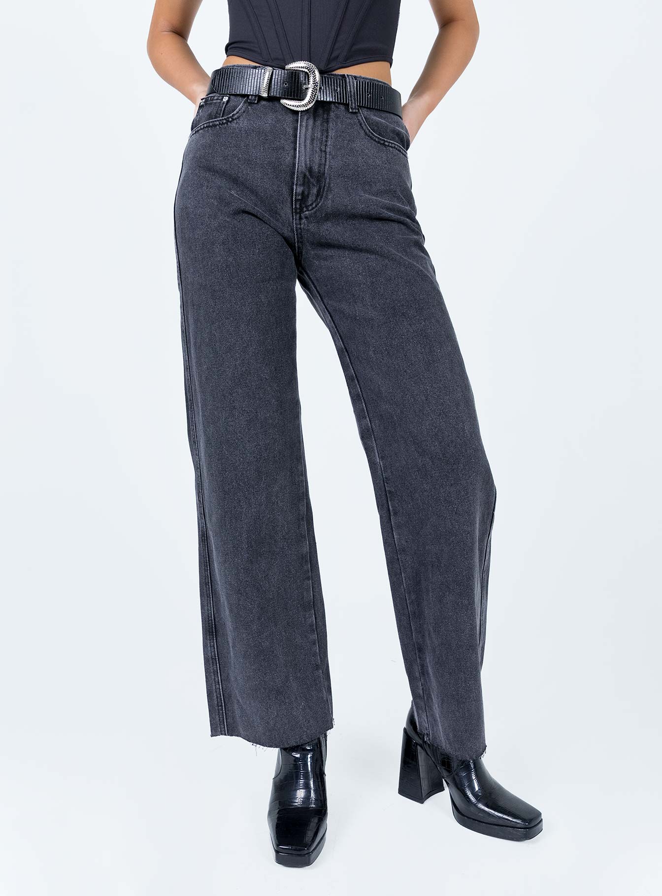 Arlington High Rise Straight Leg Denim Jeans Black