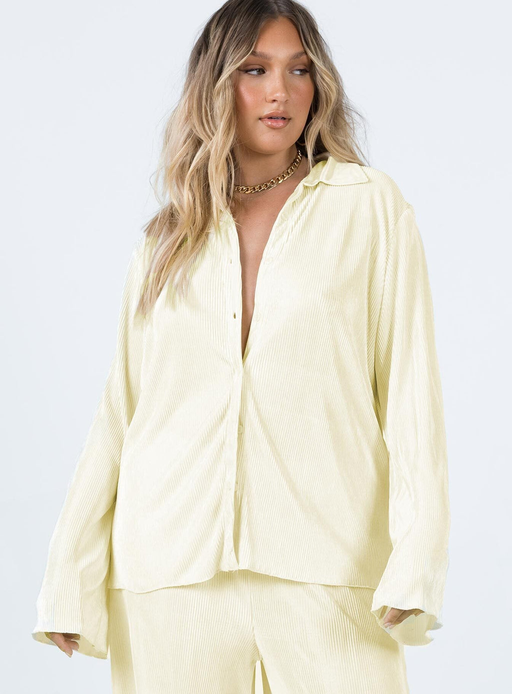 Taina Pleated Shirt Cream