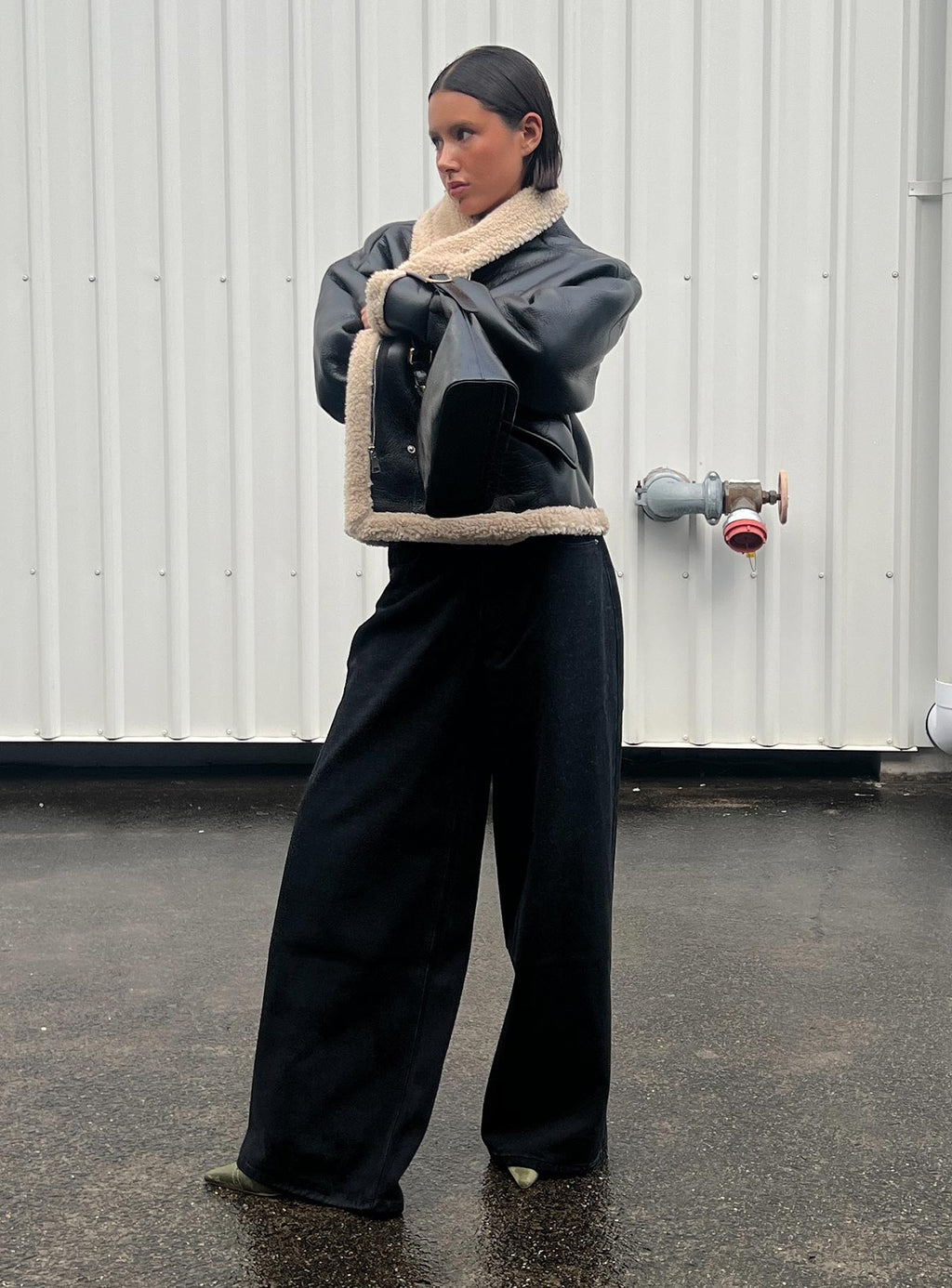 Naylor Mid Rise Wide Leg Jeans Washed Black Tall