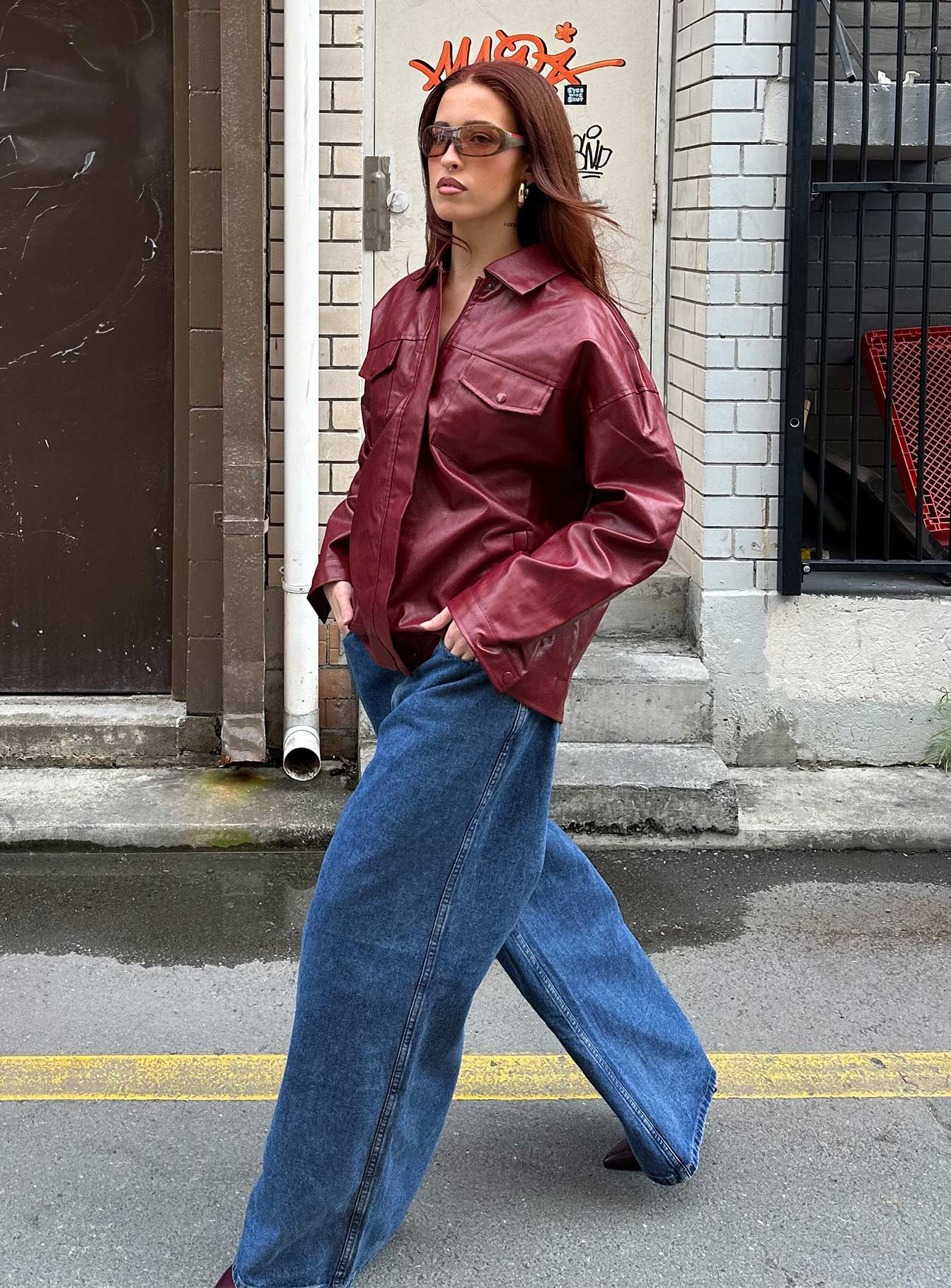 Ramos Low Rise Wide Leg Jeans Mid Blue Wash