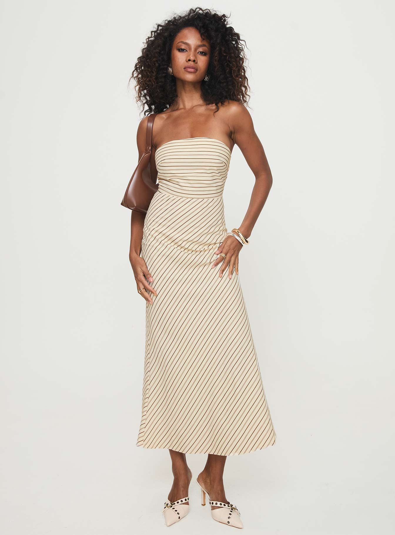 Chrysa Strapless Maxi Dress Beige