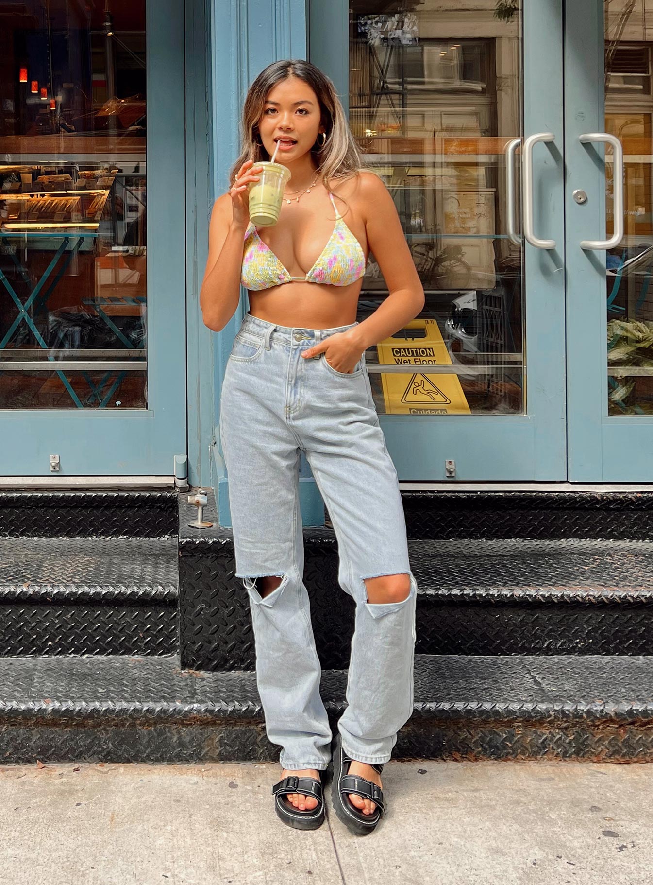 Holland High Rise Straight Leg Jeans Denim