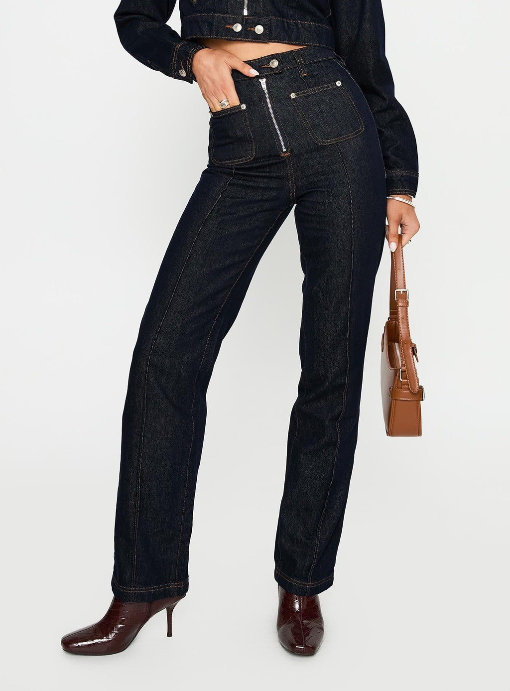 Stallion High Rise Straight Leg Jeans Indigo