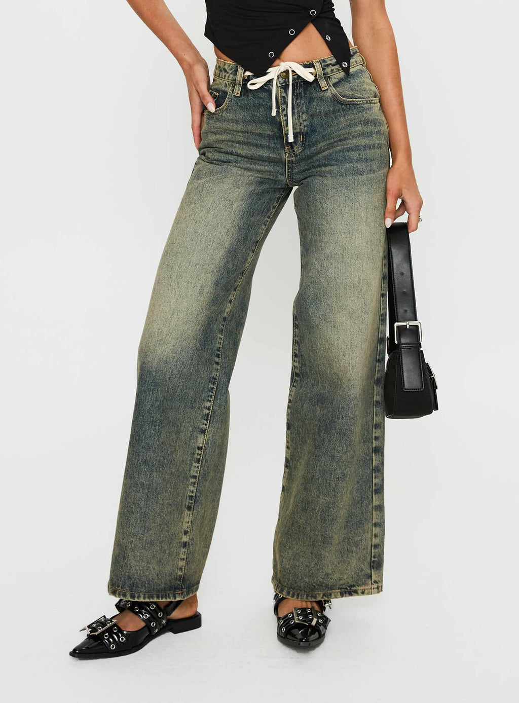 Mellowed Out Low Rise Straight Leg Jeans Antique Wash