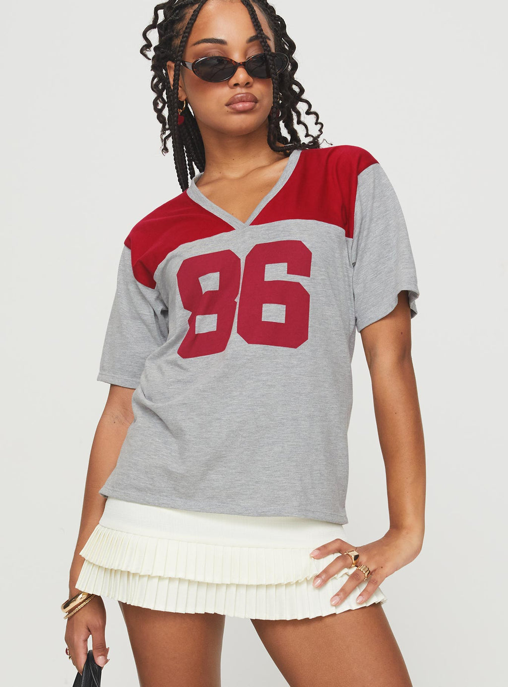 Balap Top Grey Marle / Red