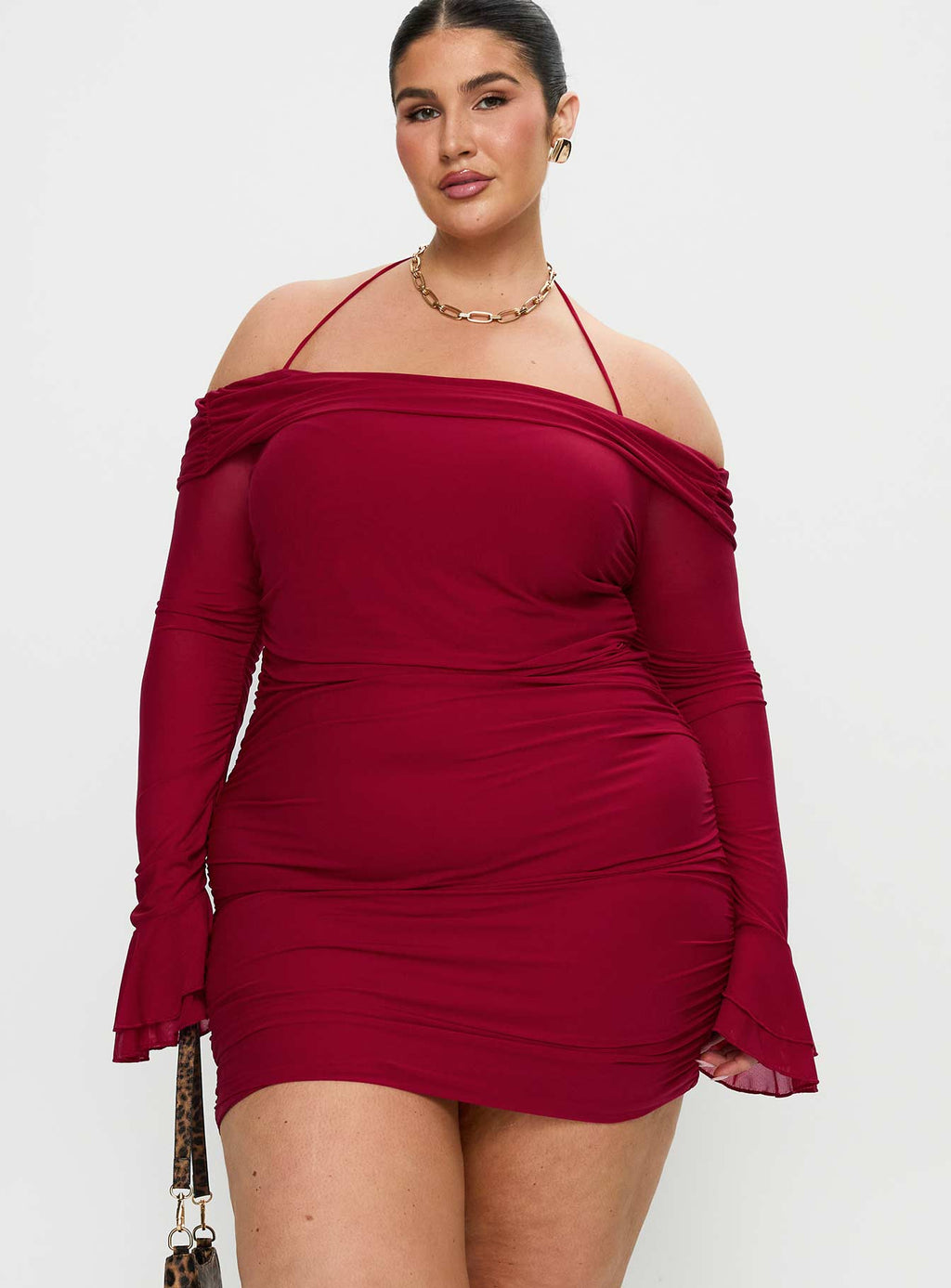 Taylon Off The Shoulder Mini Dress Red Curve