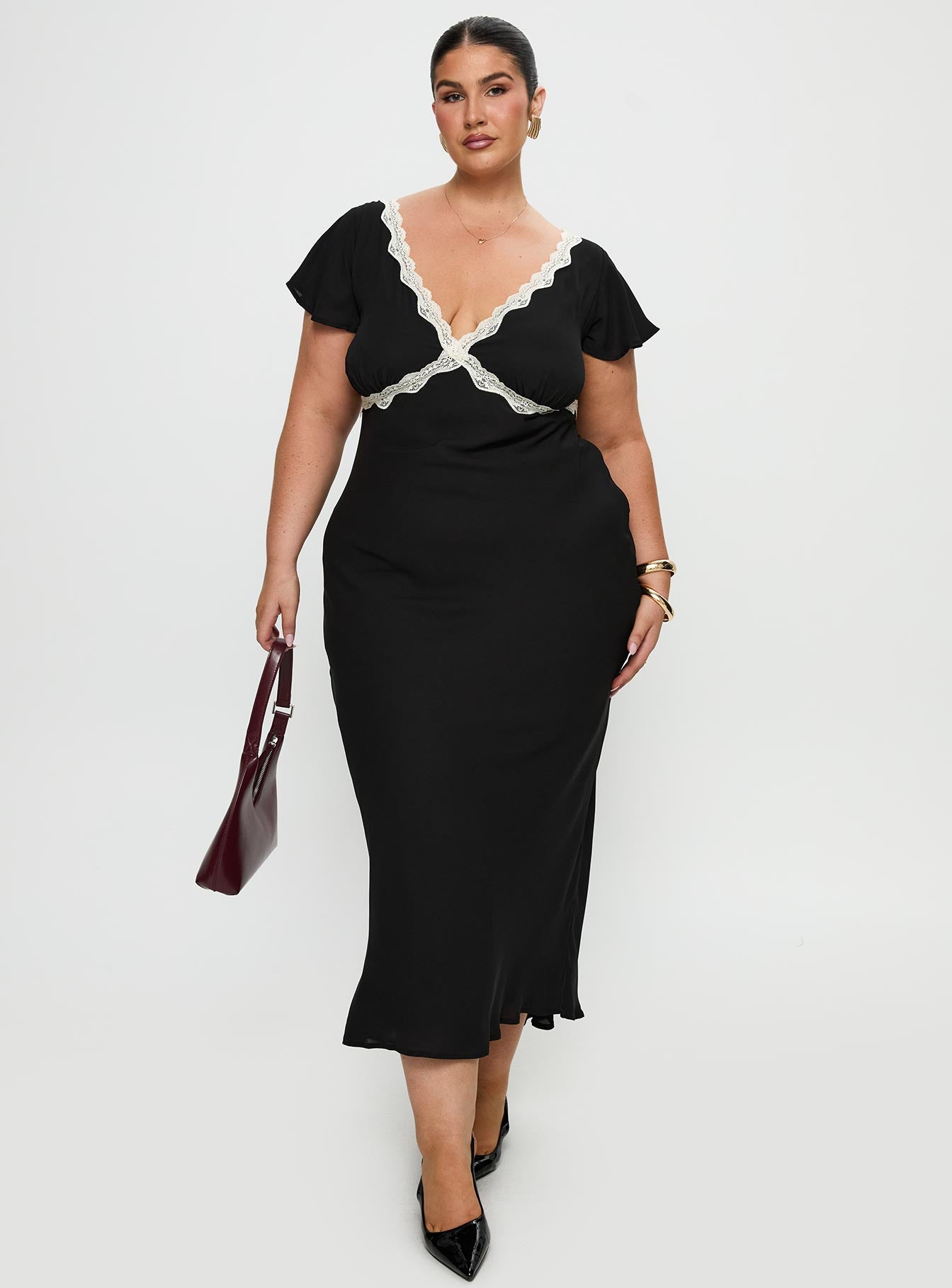 Barbarita Lace Maxi Dress Black Curve