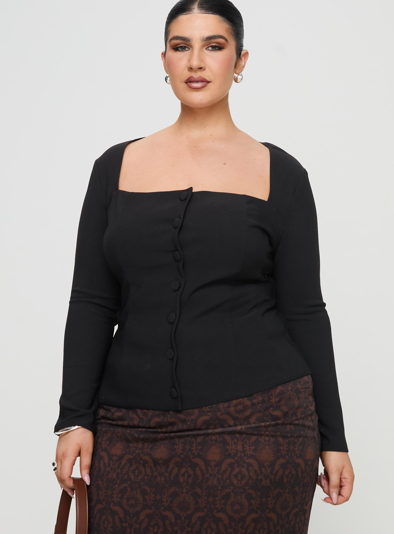 Gaskin Long Sleeve Top Black Curve