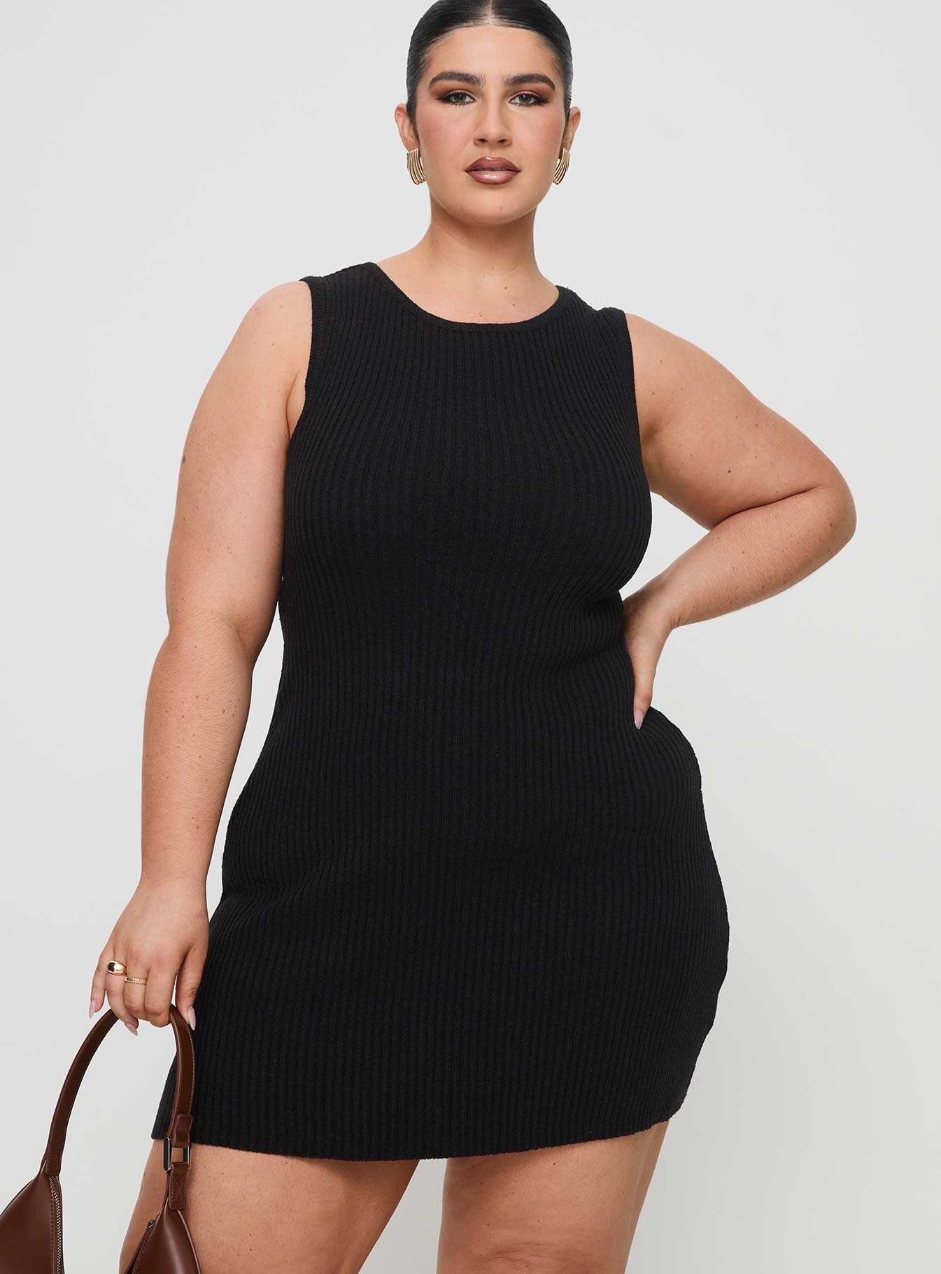 Osment Knit Mini Dress Black Curve