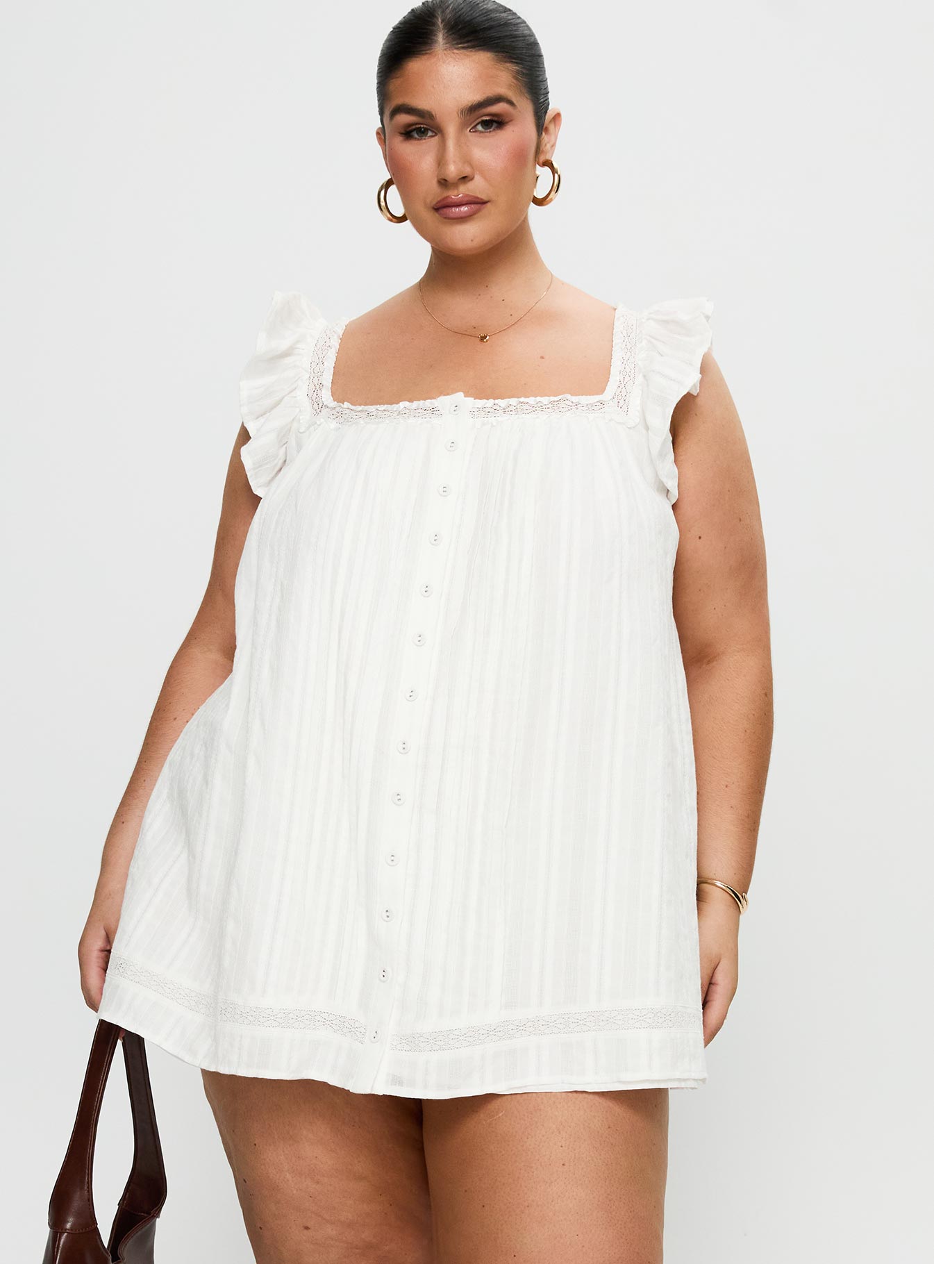 Summerland Broiderie Mini Dress White Curve