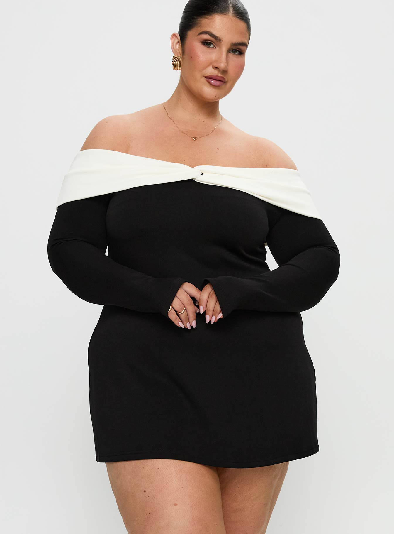 Distractions Off The Shoulder Mini Dress Multi Curve