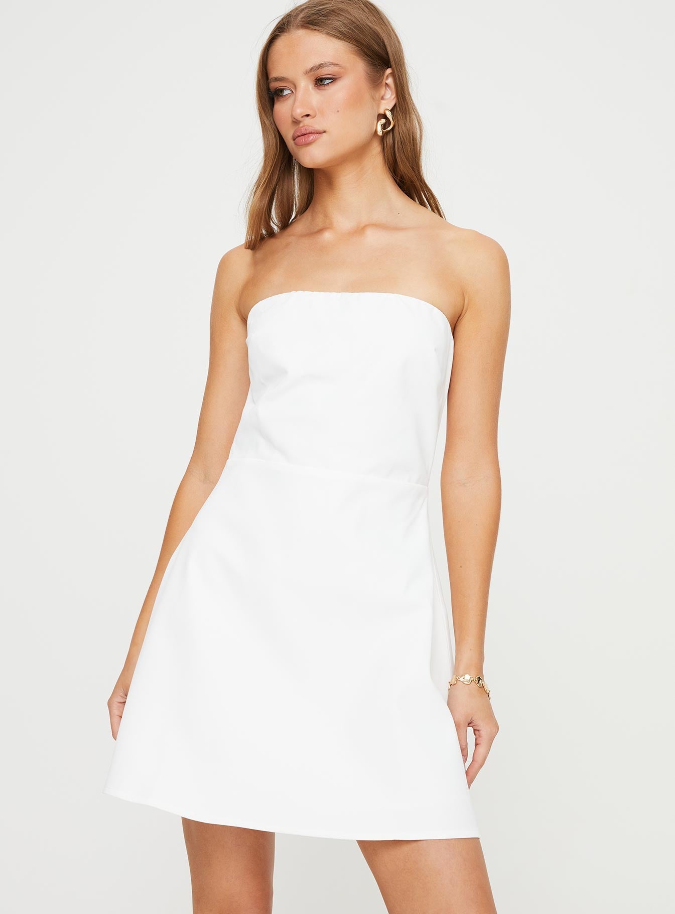 Ostro Strapless Mini Dress White