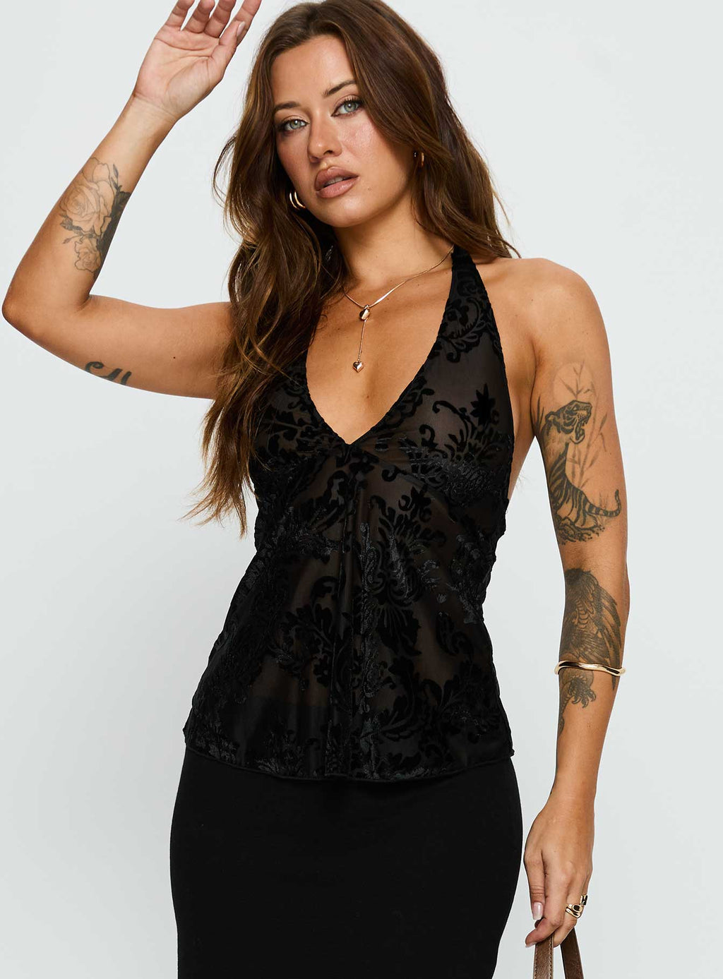 Eccentric Halter Top Black
