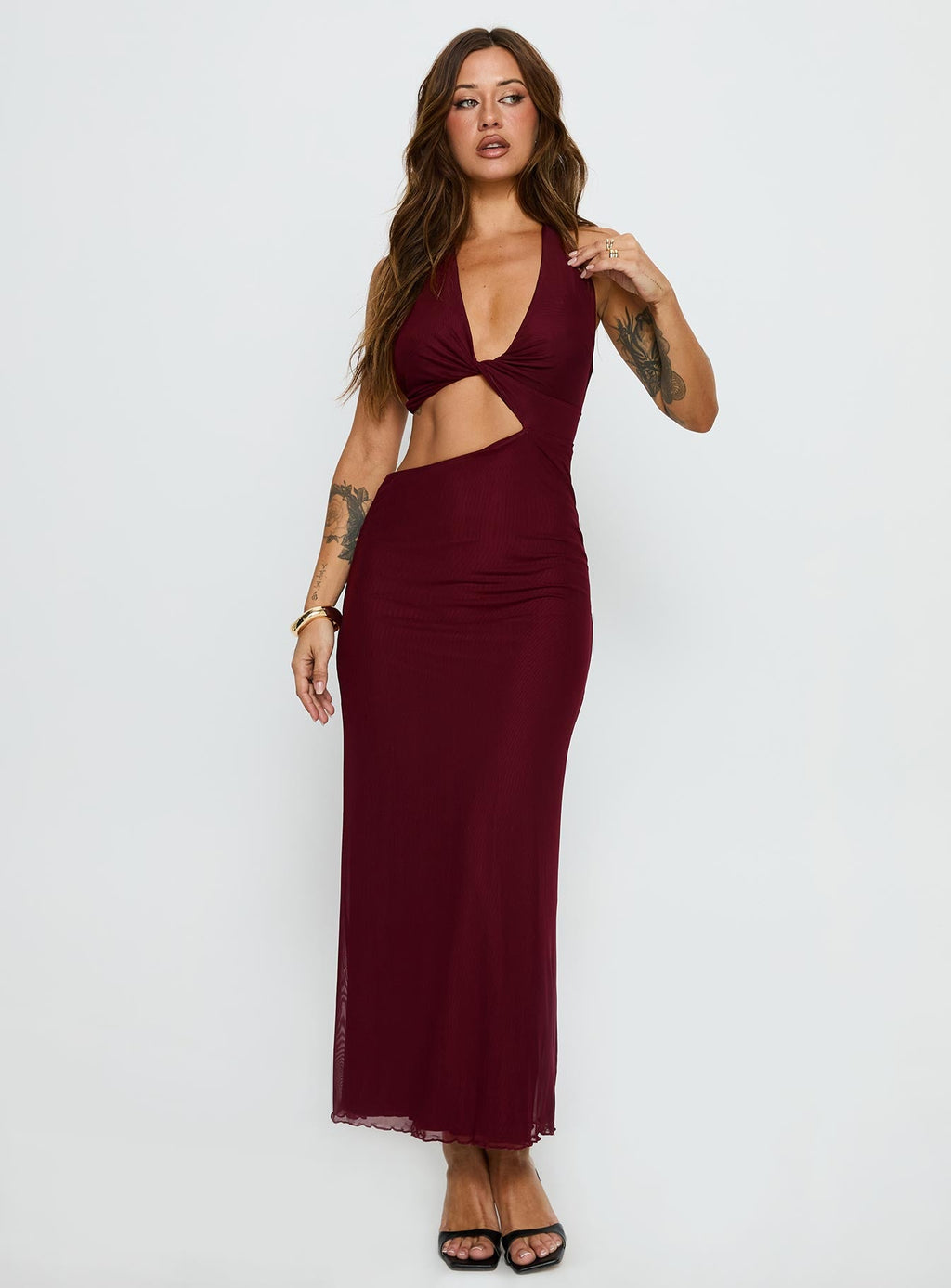 Novalee Keyhole Maxi Dress Burgundy