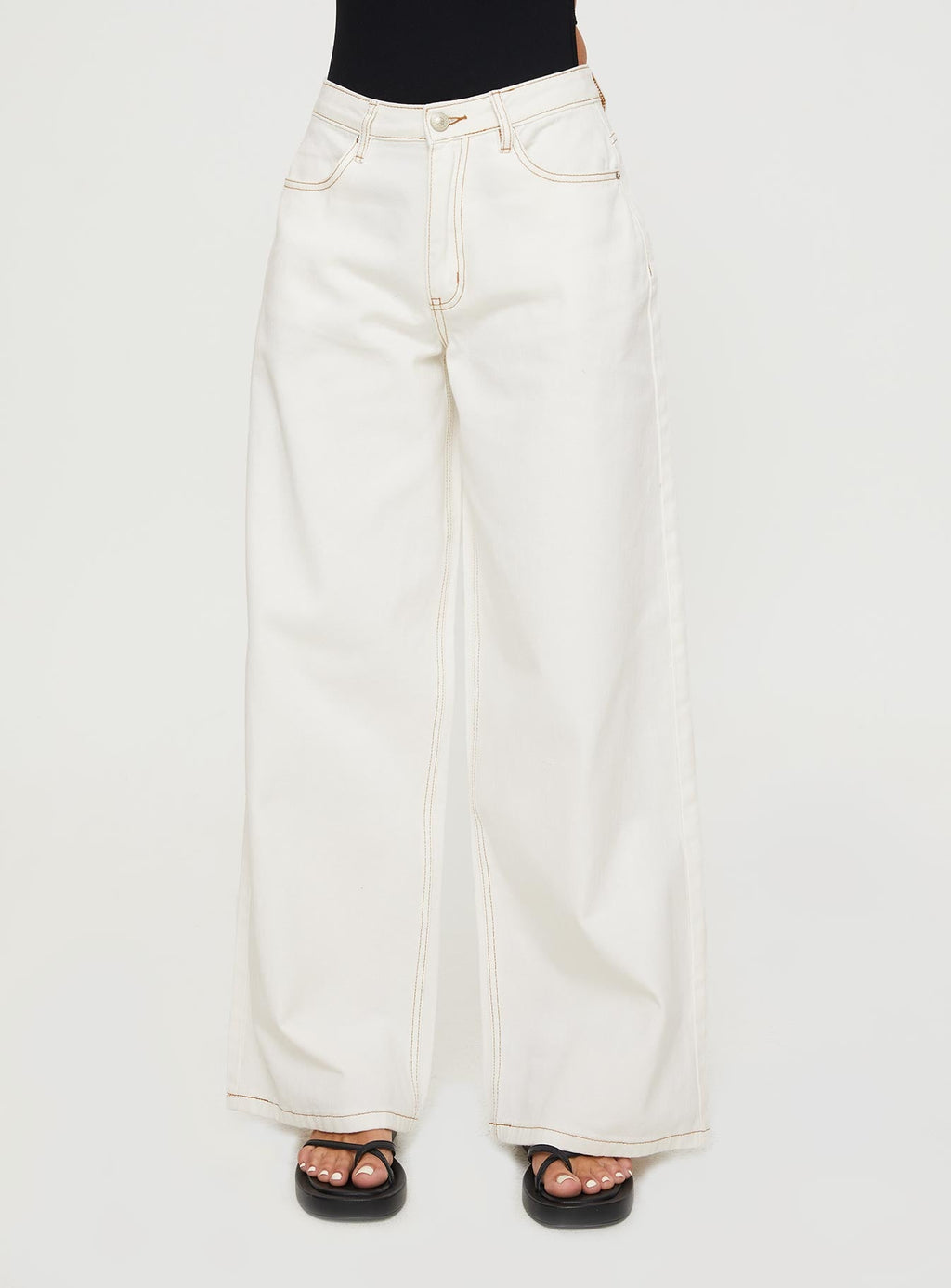 Naylor Mid Rise Wide Leg Jeans Cream Tall