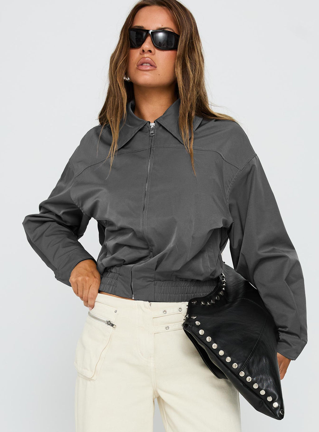 Call You Up Bomber Jacket Charcoal