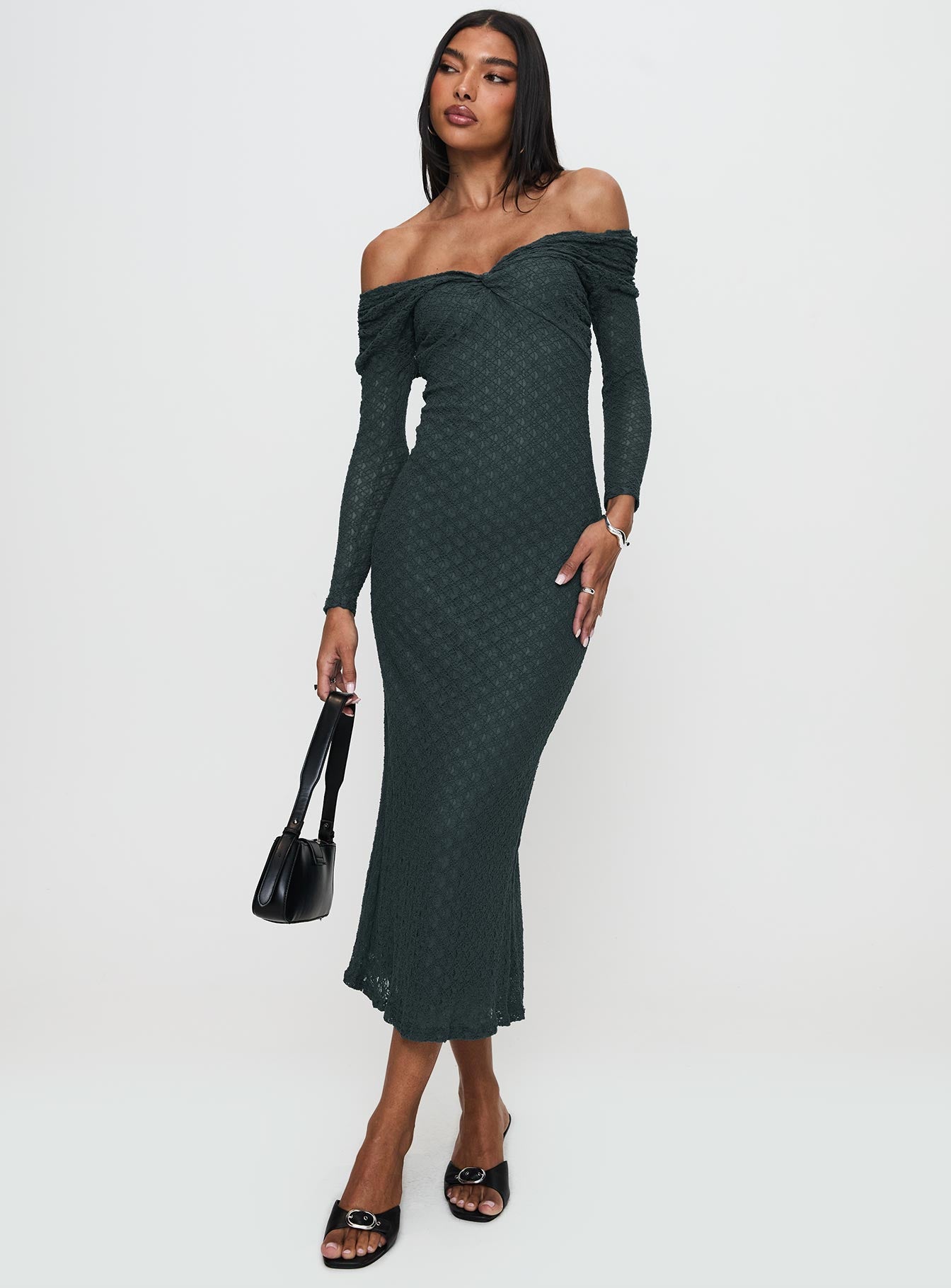 Elexis Off The Shoulder Maxi Dress Blue