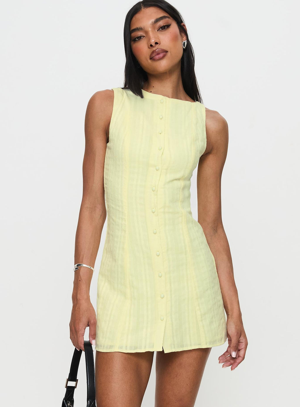 Mimsie Embroidered Mini Dress Lemon