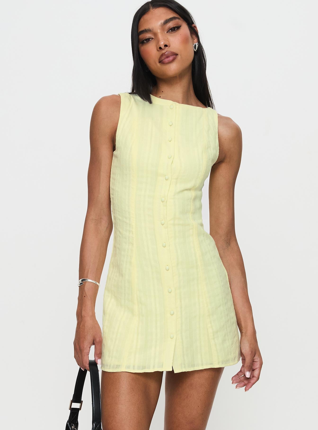 Mimsie Embroidered Mini Dress Lemon