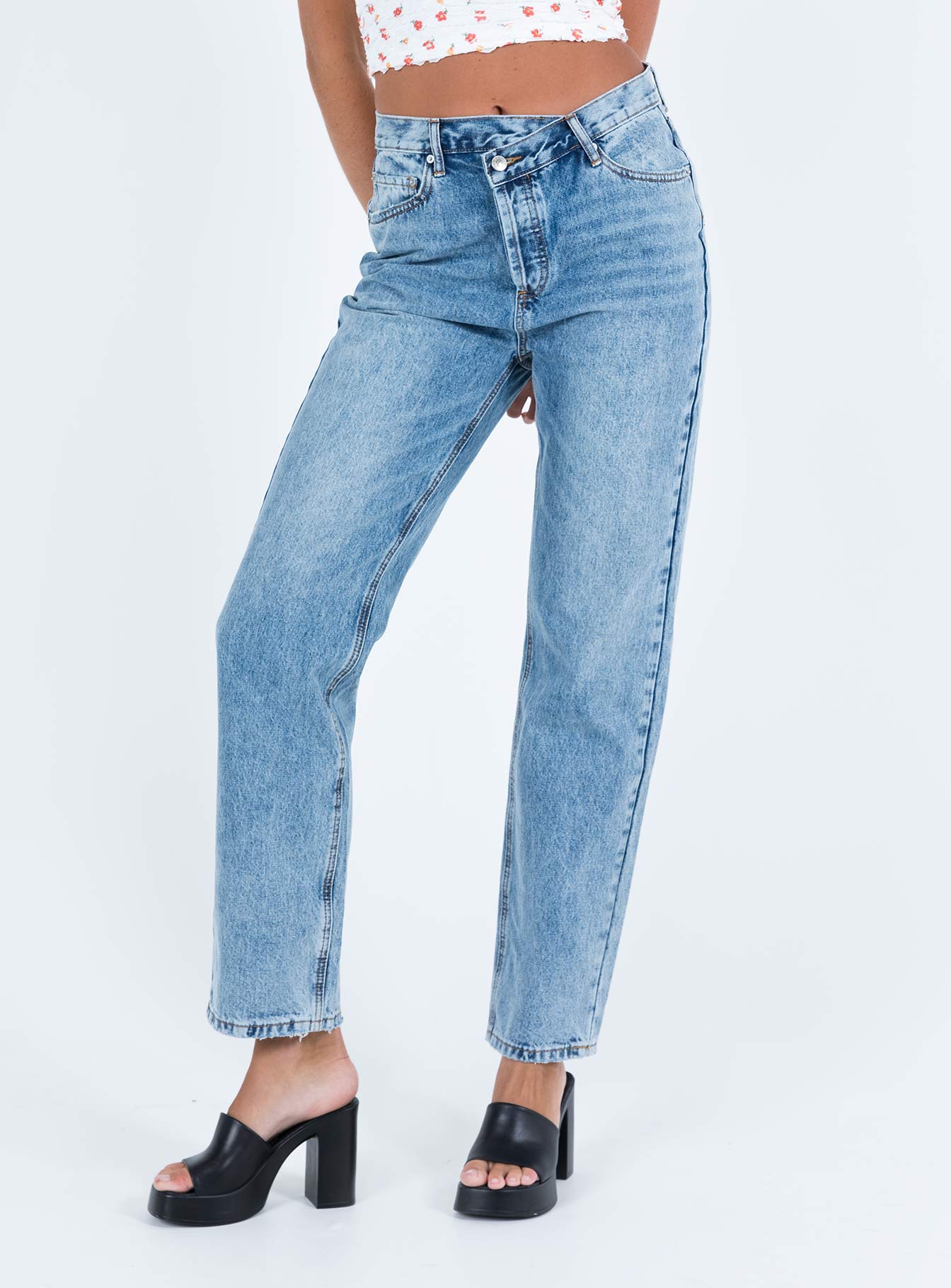 Holly Asymmetric Straight Leg Jean Light Wash Tall