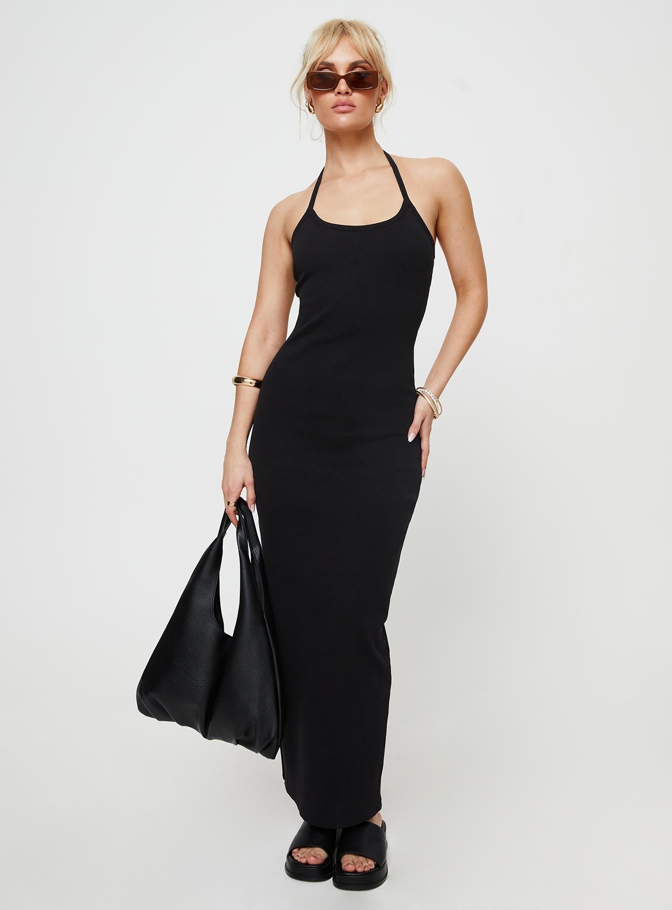 Karyssa Rib Maxi Dress Black