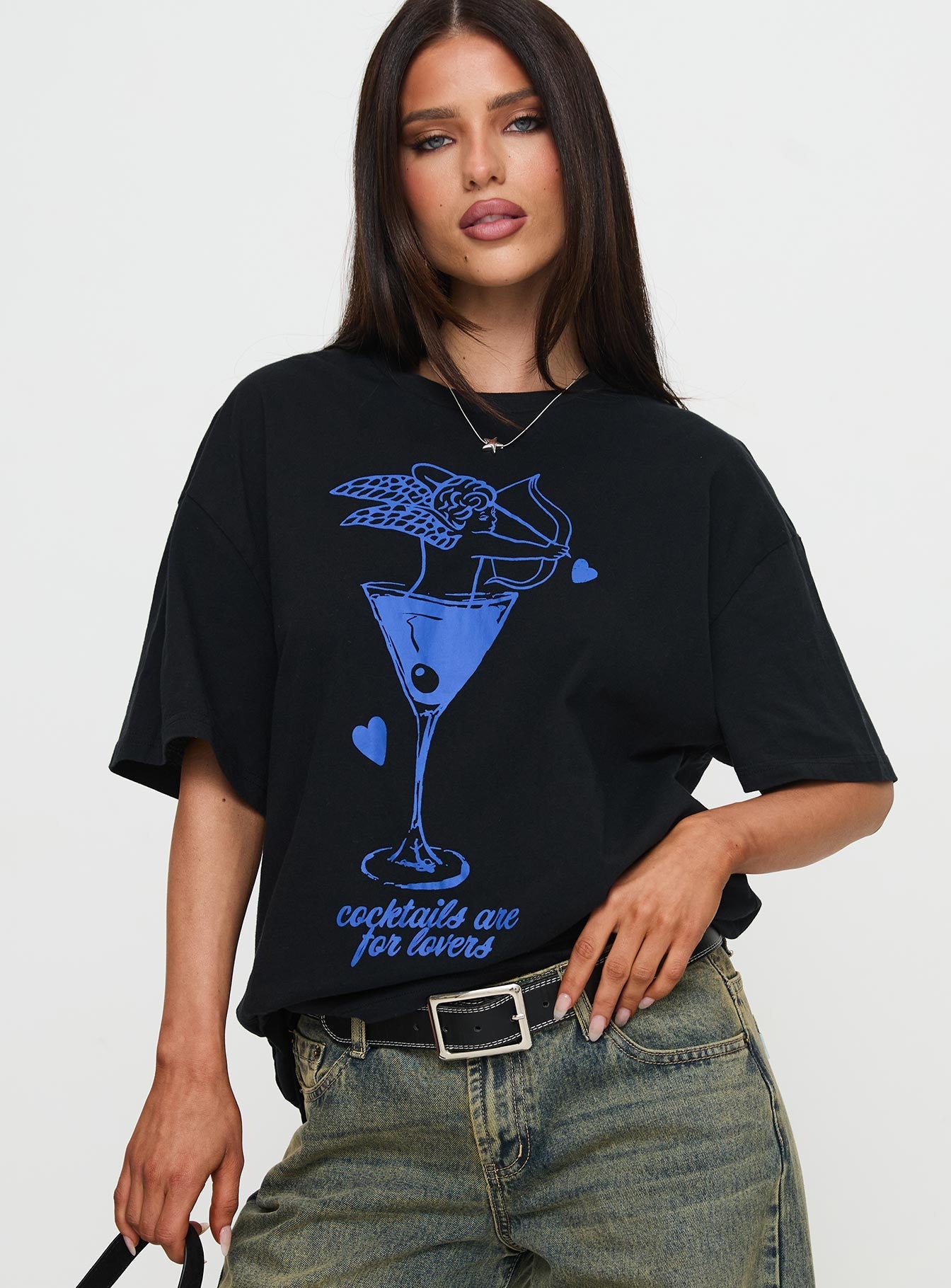 Cocktail Hour Oversized Tee Black