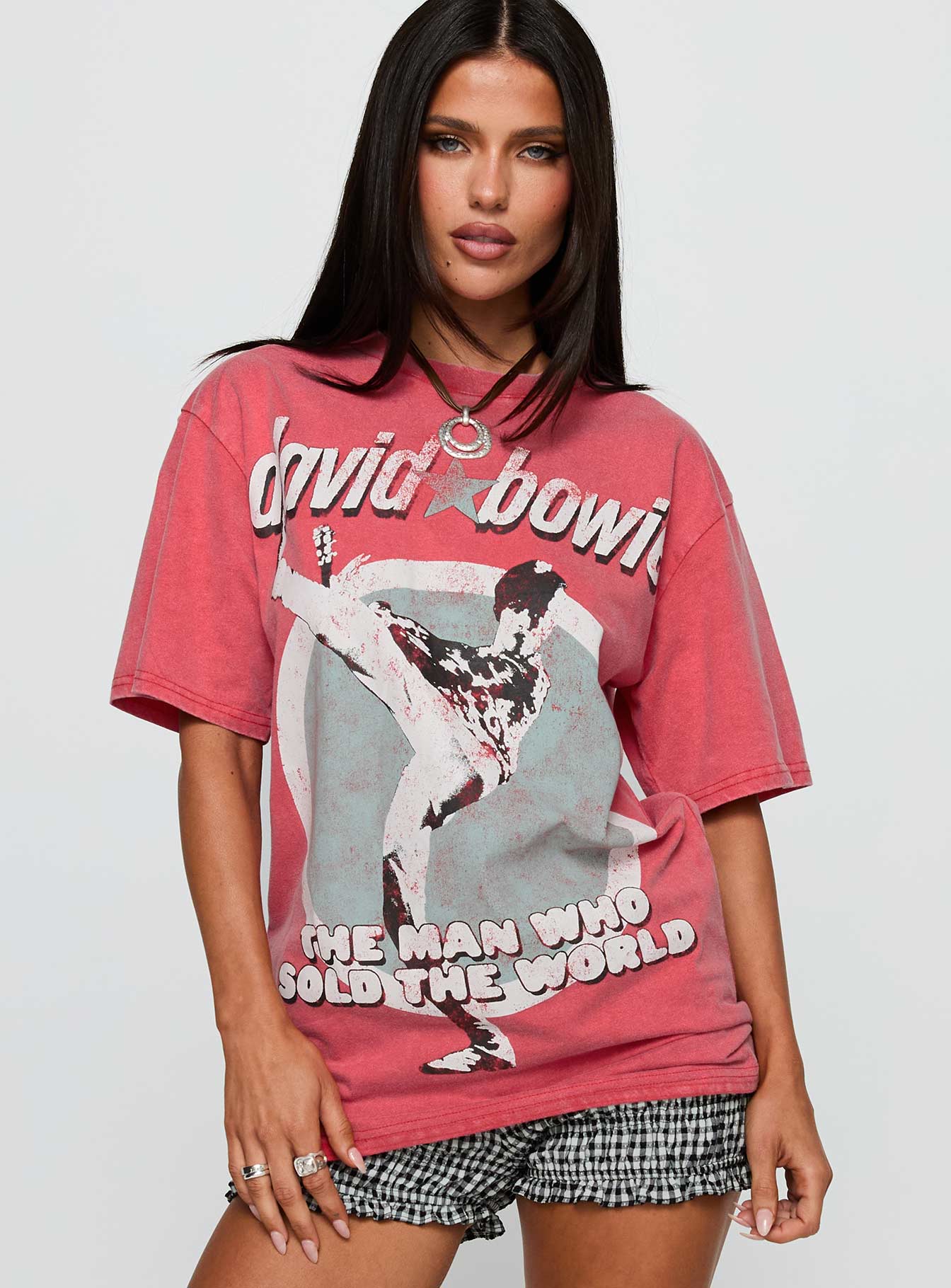 David Bowie Vintage Oversized Graphic Tee Red
