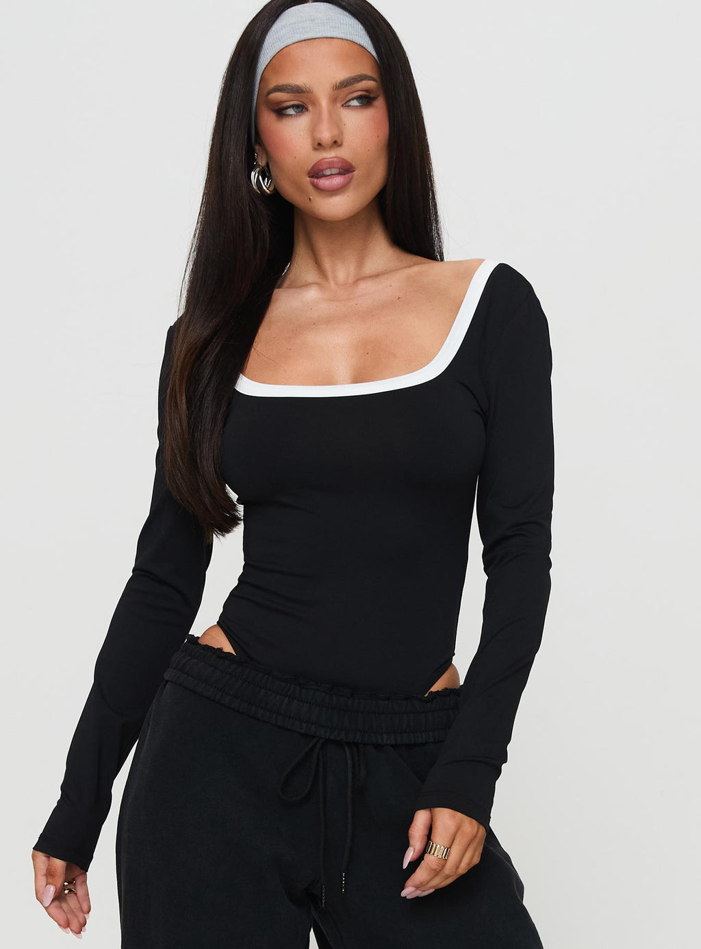 Ender Contrast Trim Bodysuit Black