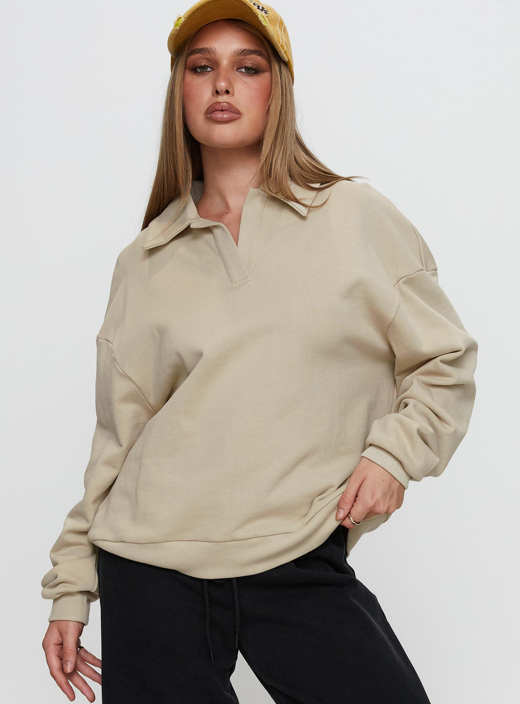 Back Around Collared Fleece Jumper Oat
