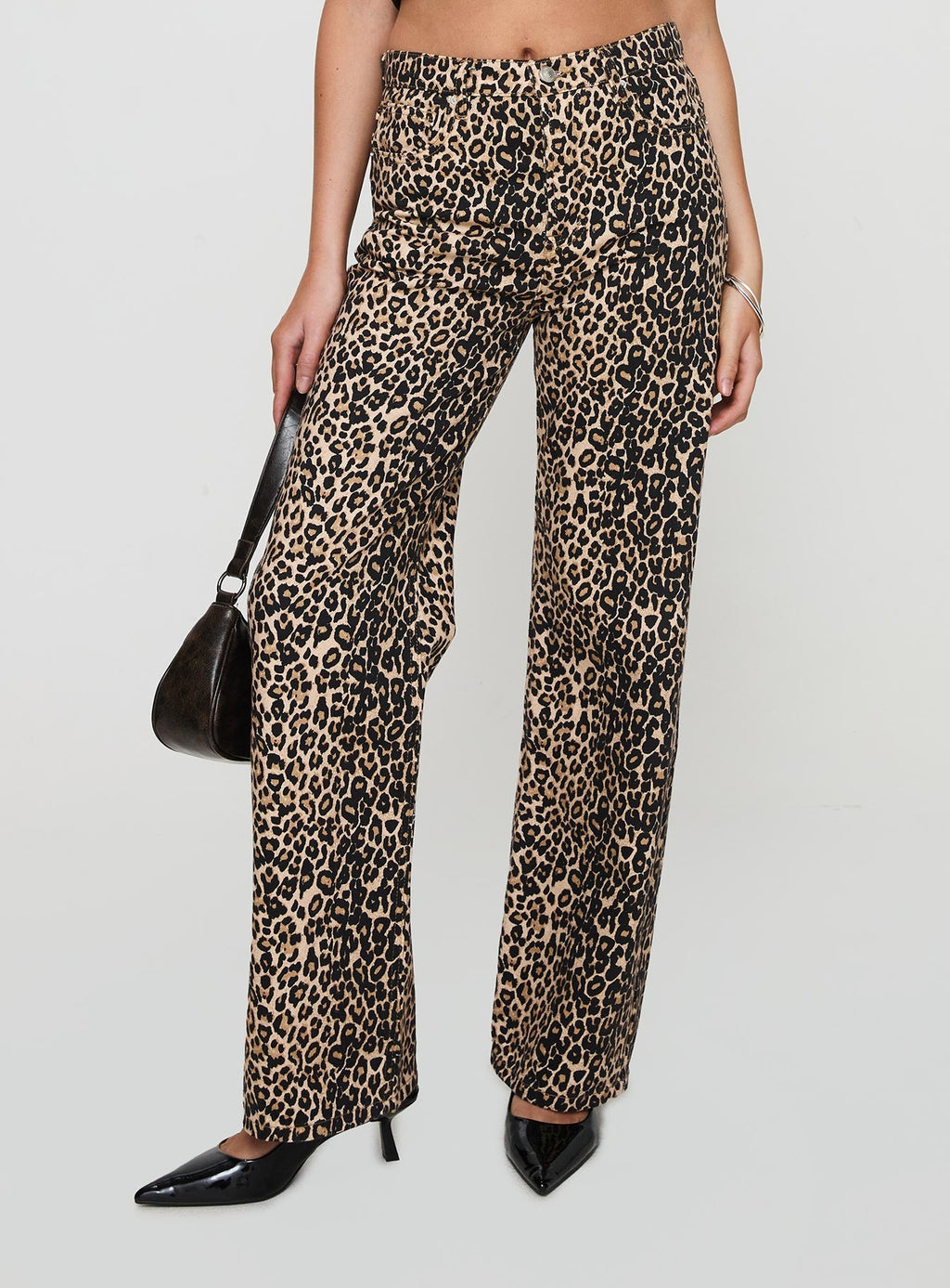Pezzi Mid Rise Straight Leg Jeans Leopard