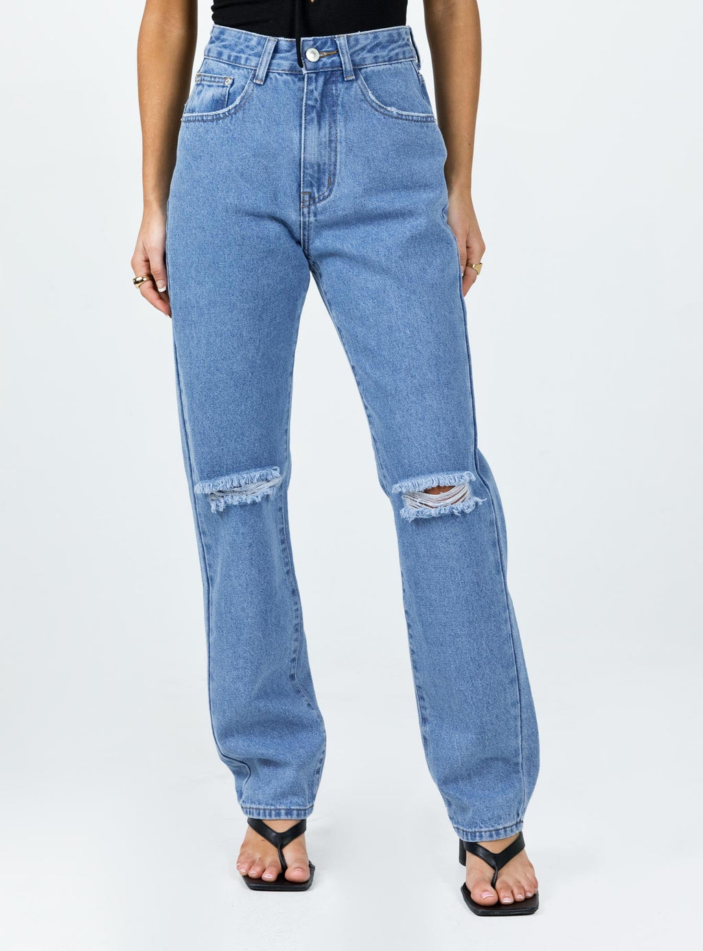 I'm Fine Mom Jeans Mid Wash Denim
