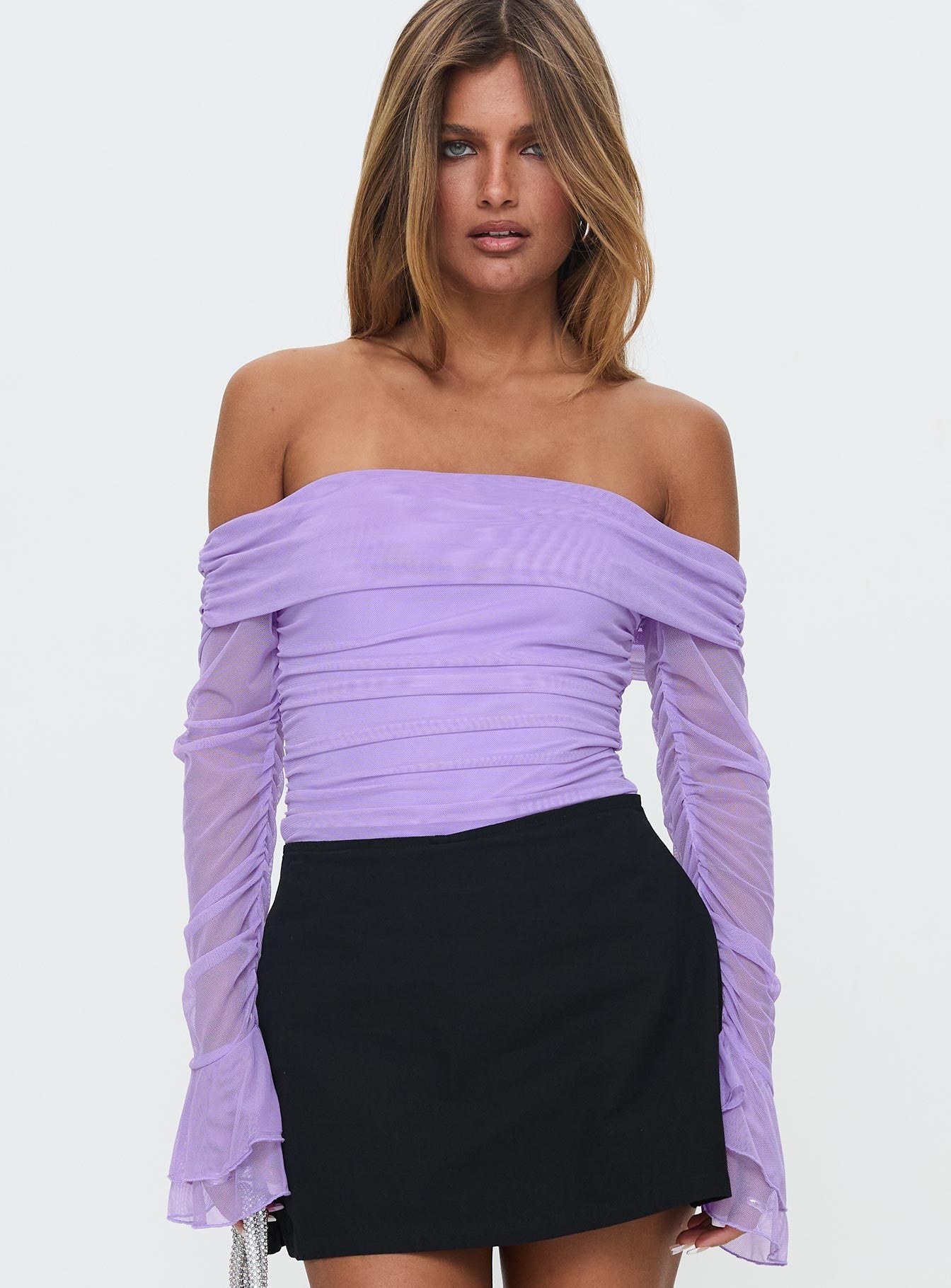 Feel A Way Off Shoulder Bodysuit Lilac