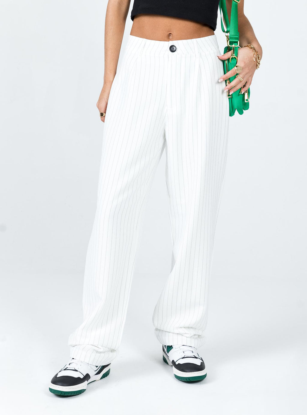 Titius Pants White Pinstripe