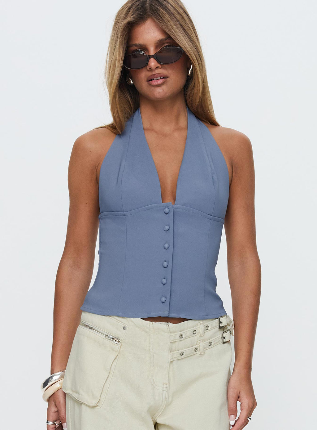 Serefina Halter Top Blue Slate