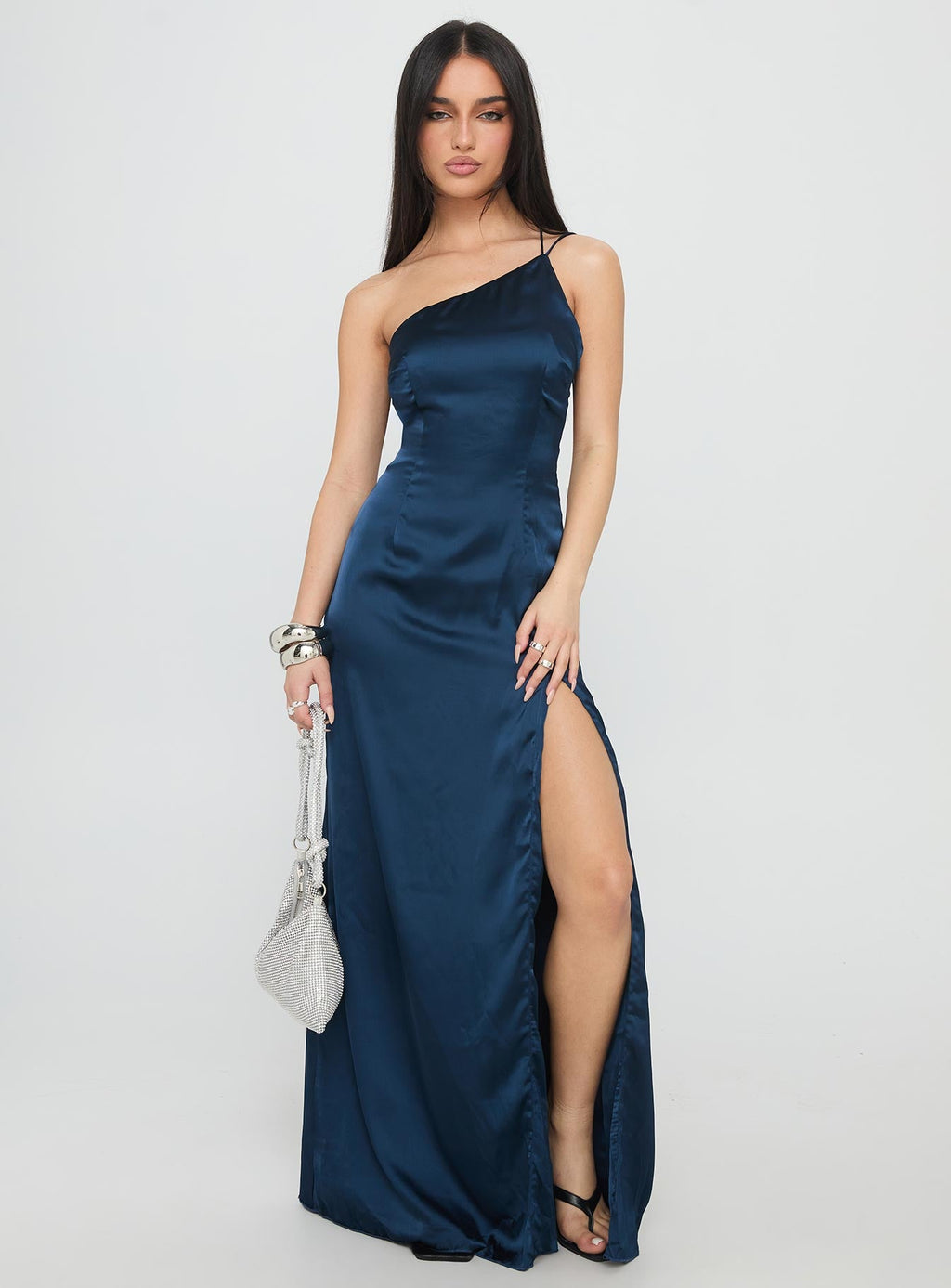 Kiss Of Life Satin Maxi Dress Navy