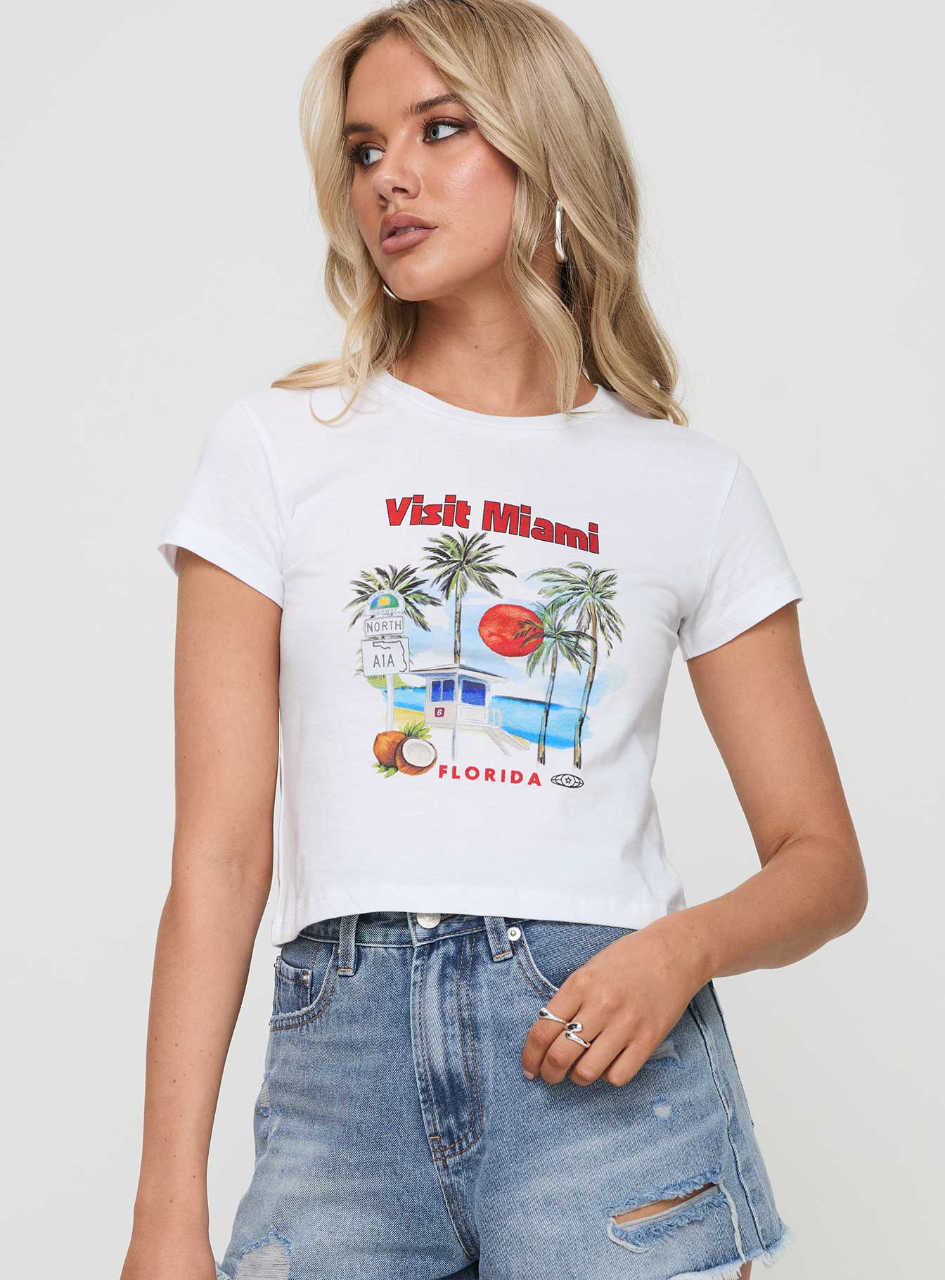 Visit Miami Graphic Tee White