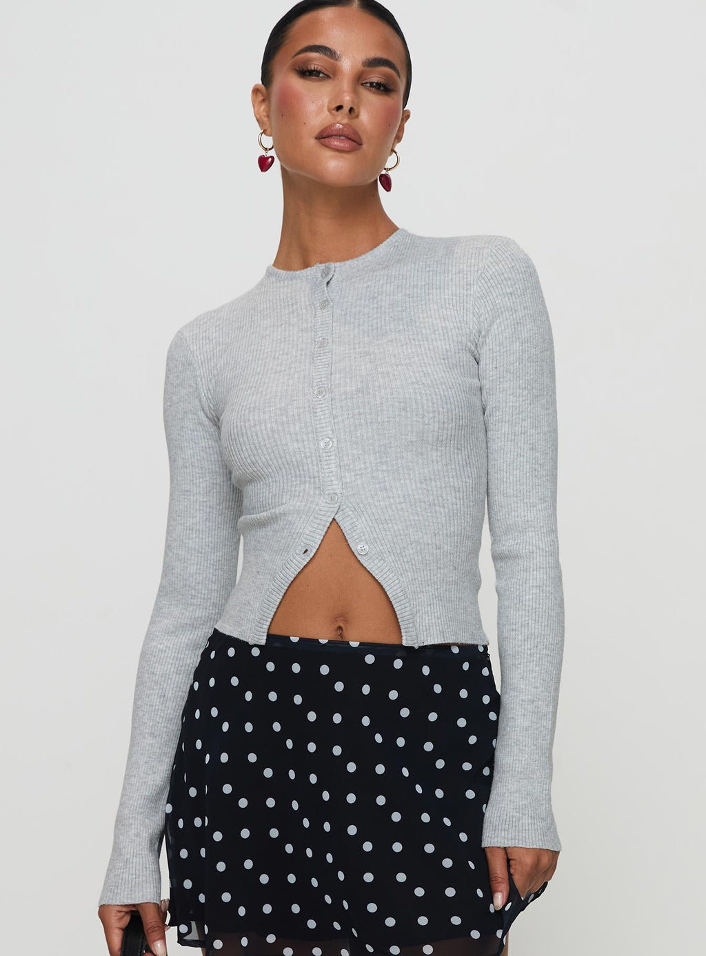 Suzu Long Sleeve Knit Top Grey