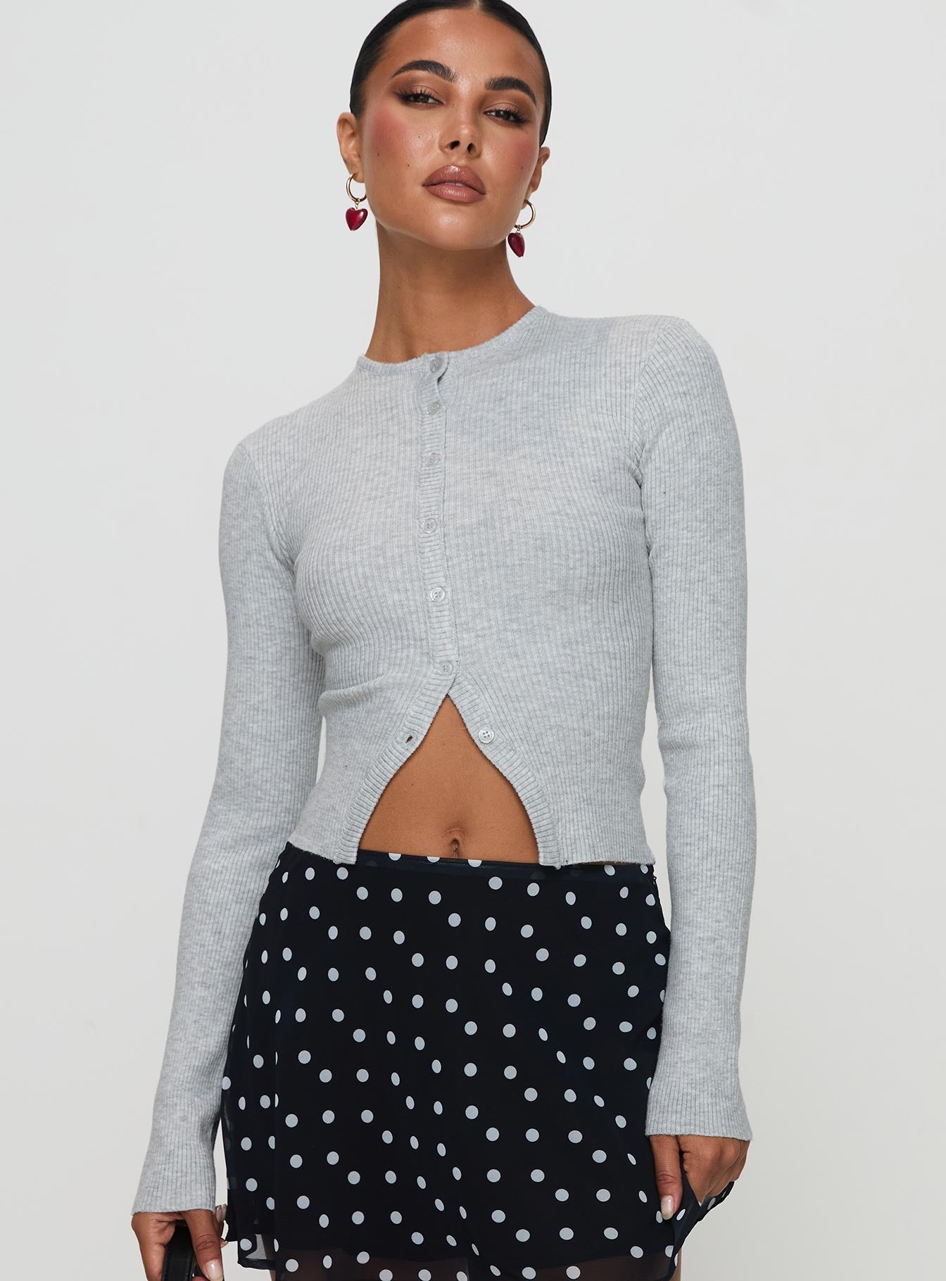 Suzu Long Sleeve Knit Top Grey