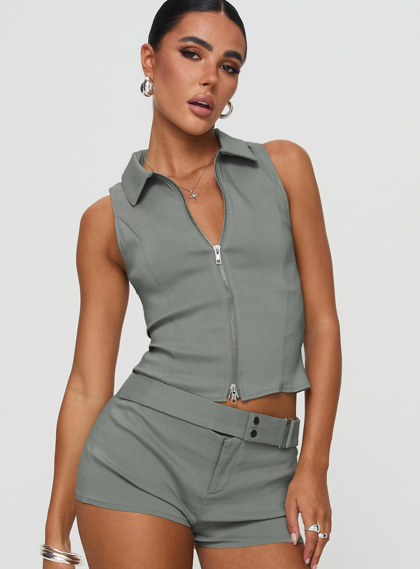Janae Vest Top Grey