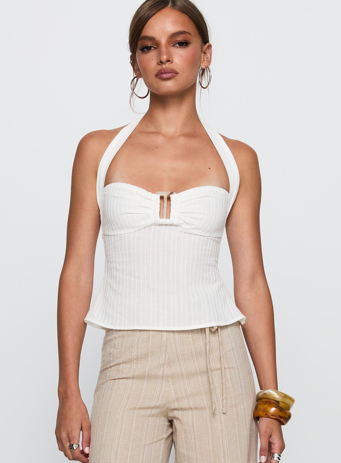 Isabetta Halter Top White