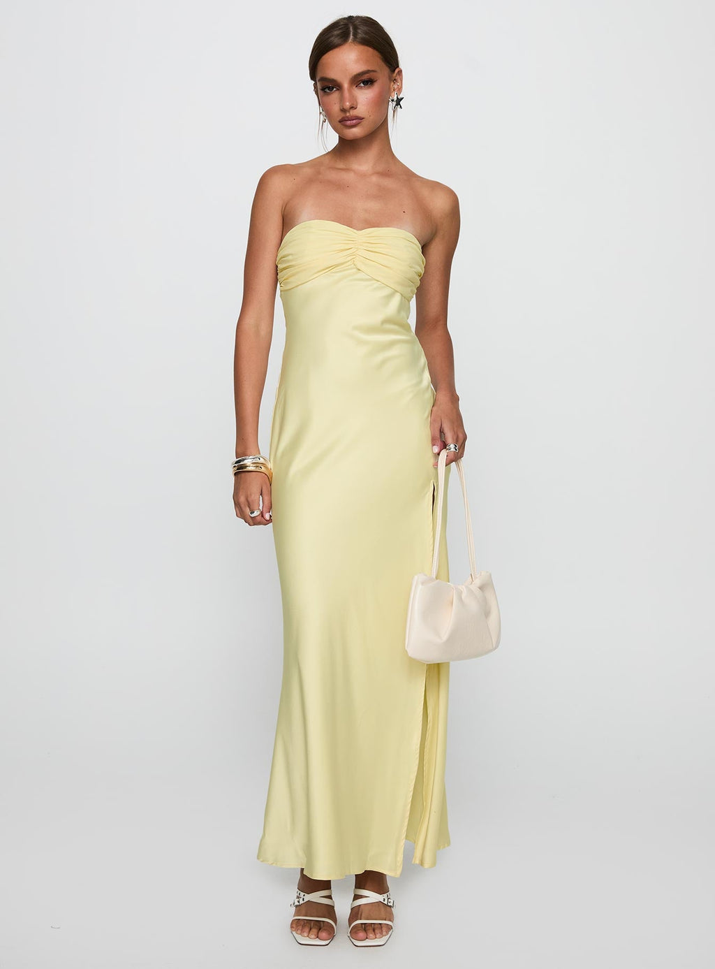 Chevalier Strapless Maxi Dress Lemon