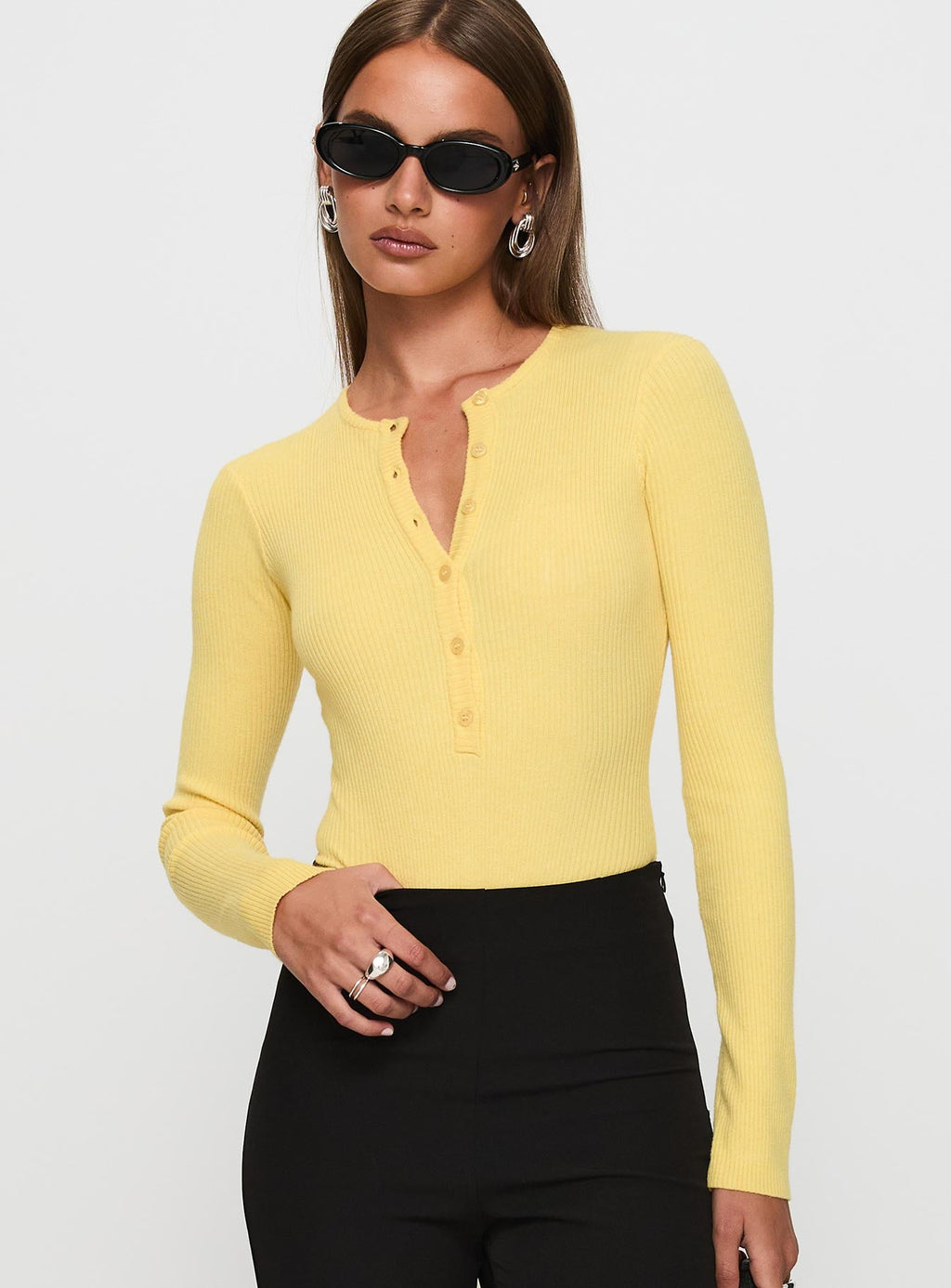 Kerra Long Sleeve Bodysuit Lemon