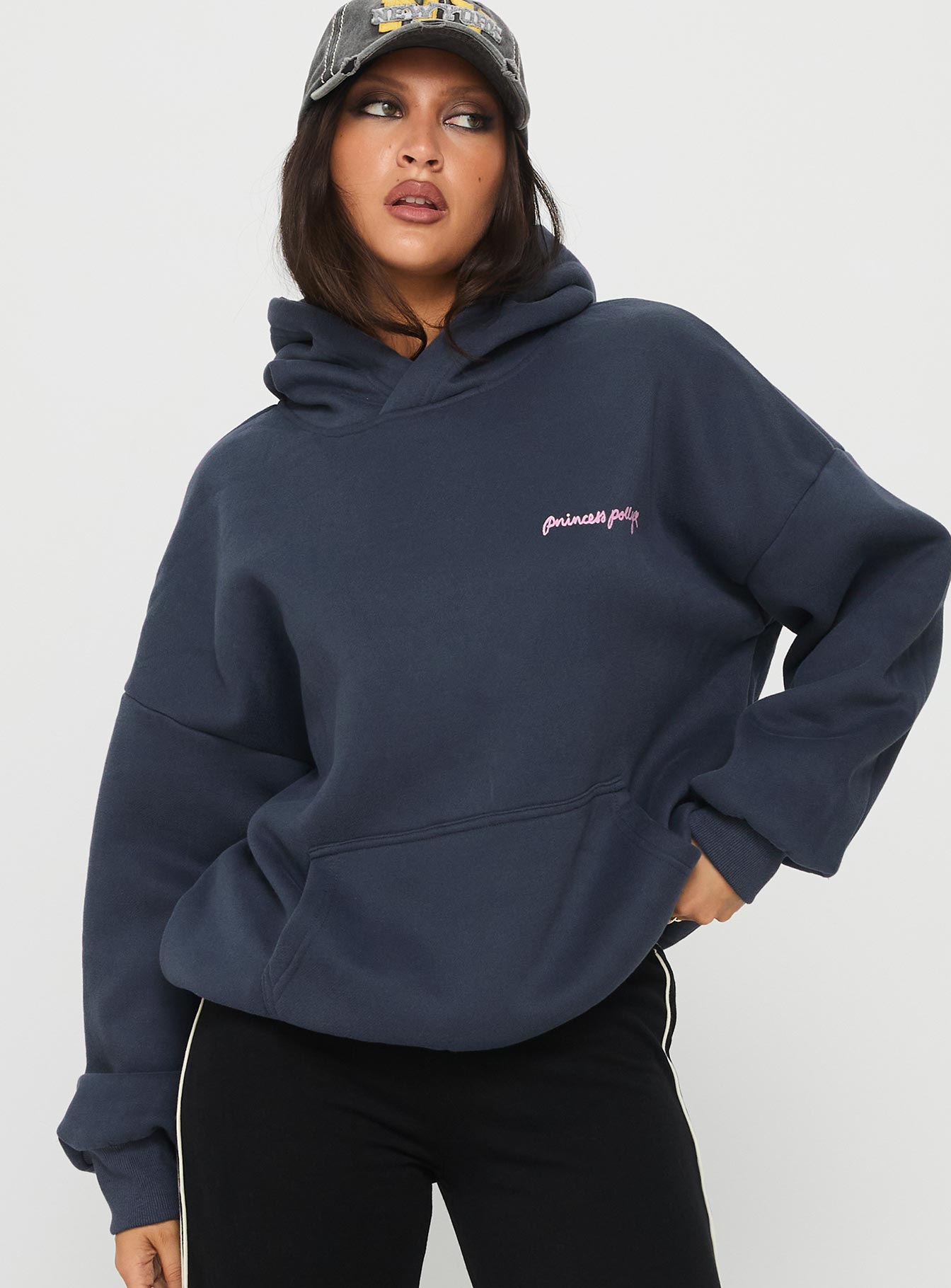 Princess Polly Love Letter Graphic Hoodie Slate Grey