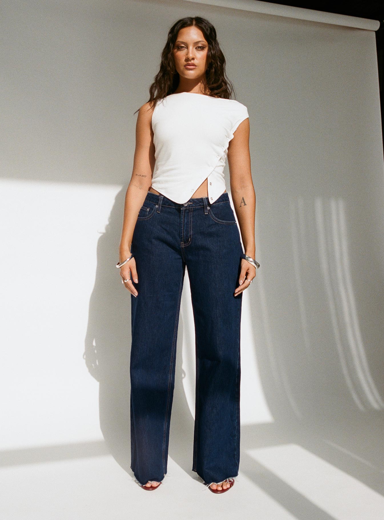 Darla Low Rise Straight Leg Jean Dark Blue Wash