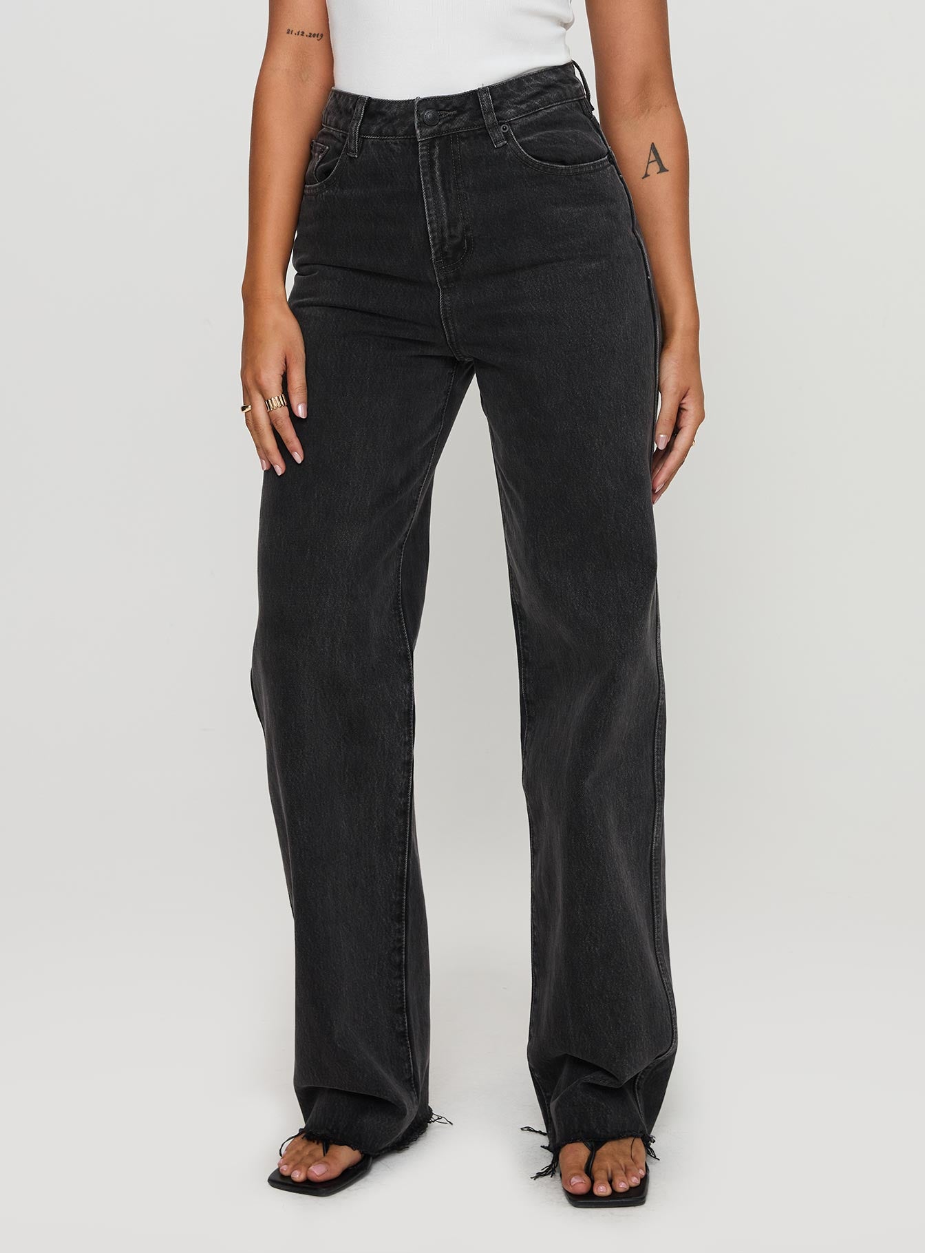 Karlina High Rise Straight Leg Jeans Charcoal