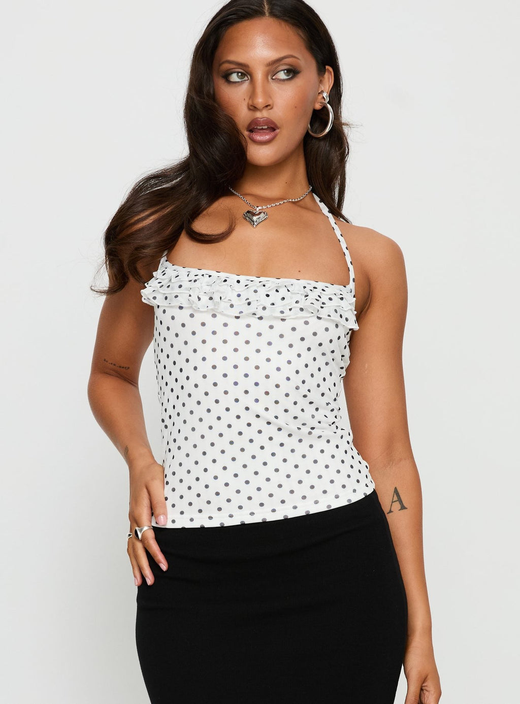 Days Of Summer Ruffle Top White Polka